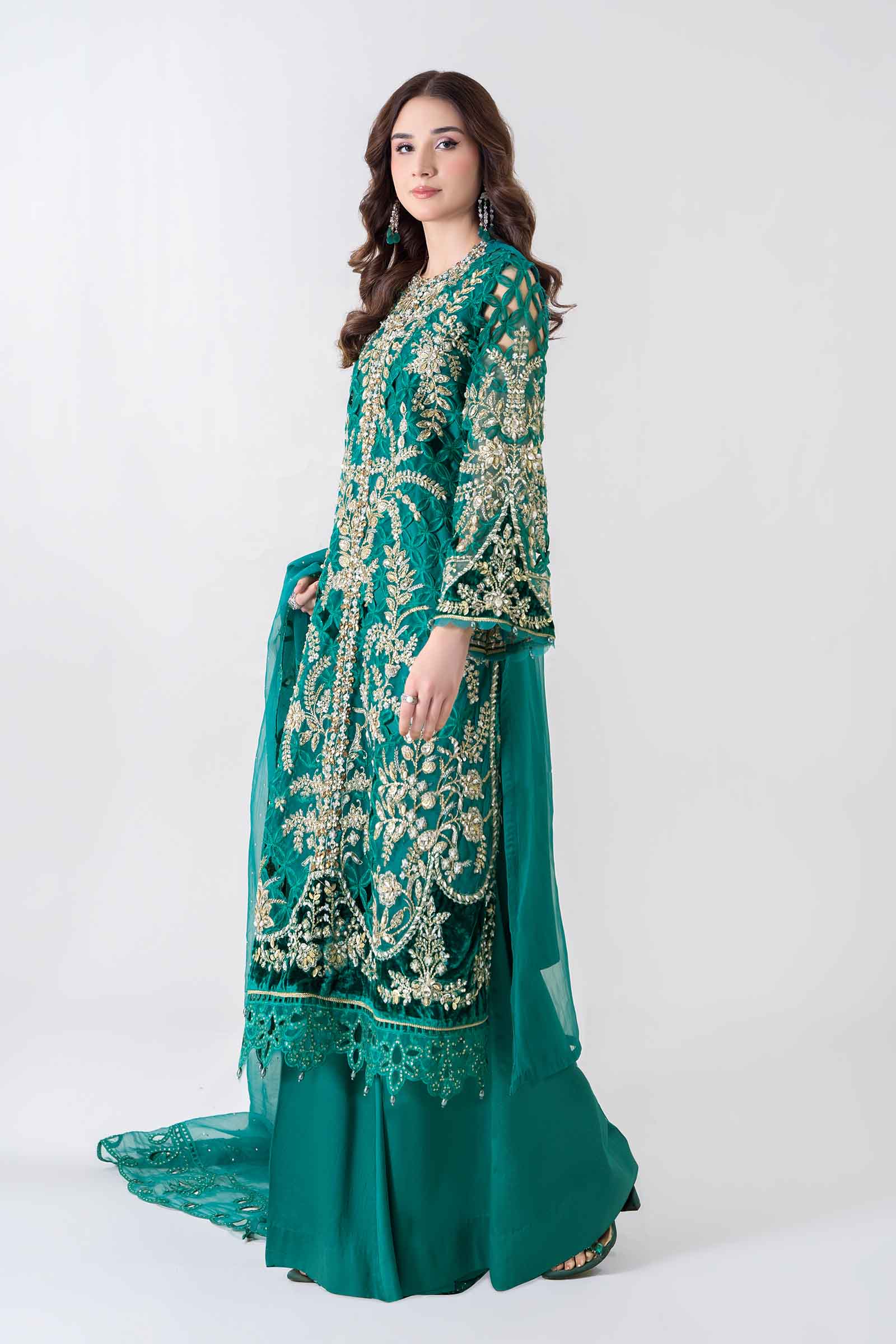 3 Piece Embroidered Organza Suit | BDS-2806 - Image 4