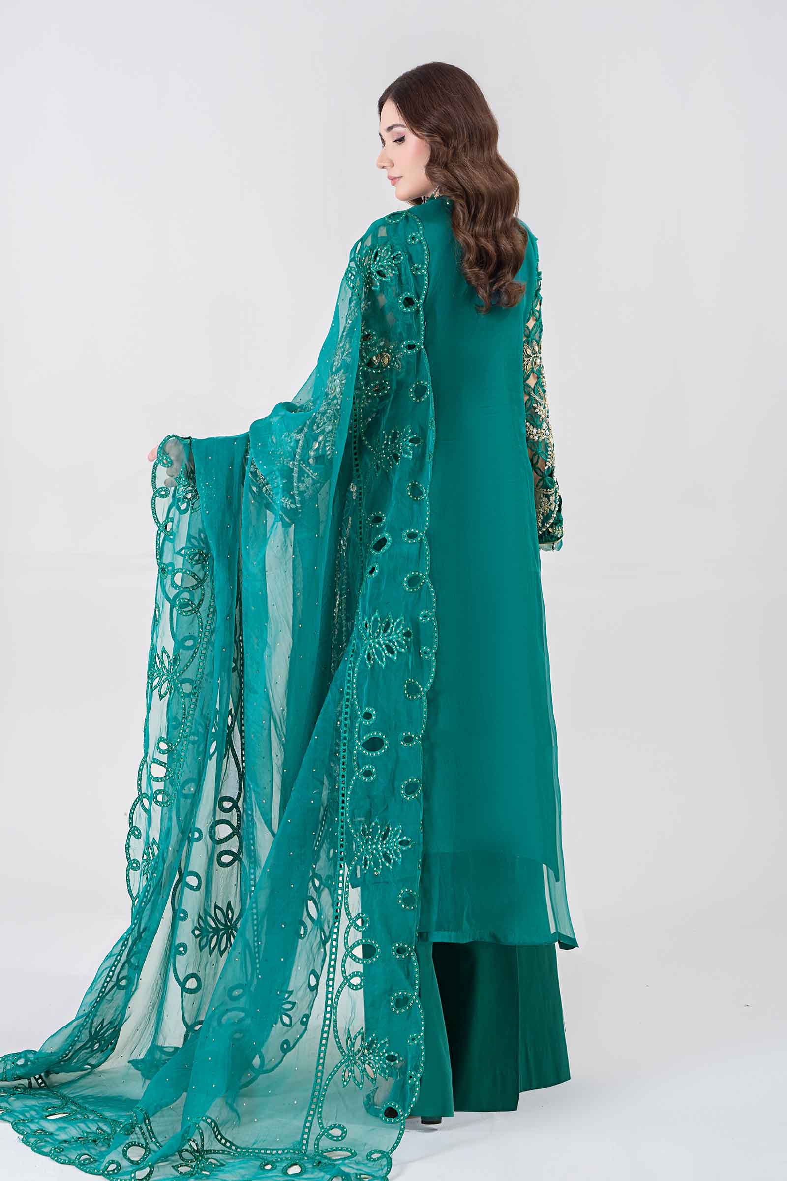 3 Piece Embroidered Organza Suit | BDS-2806 - Image 6