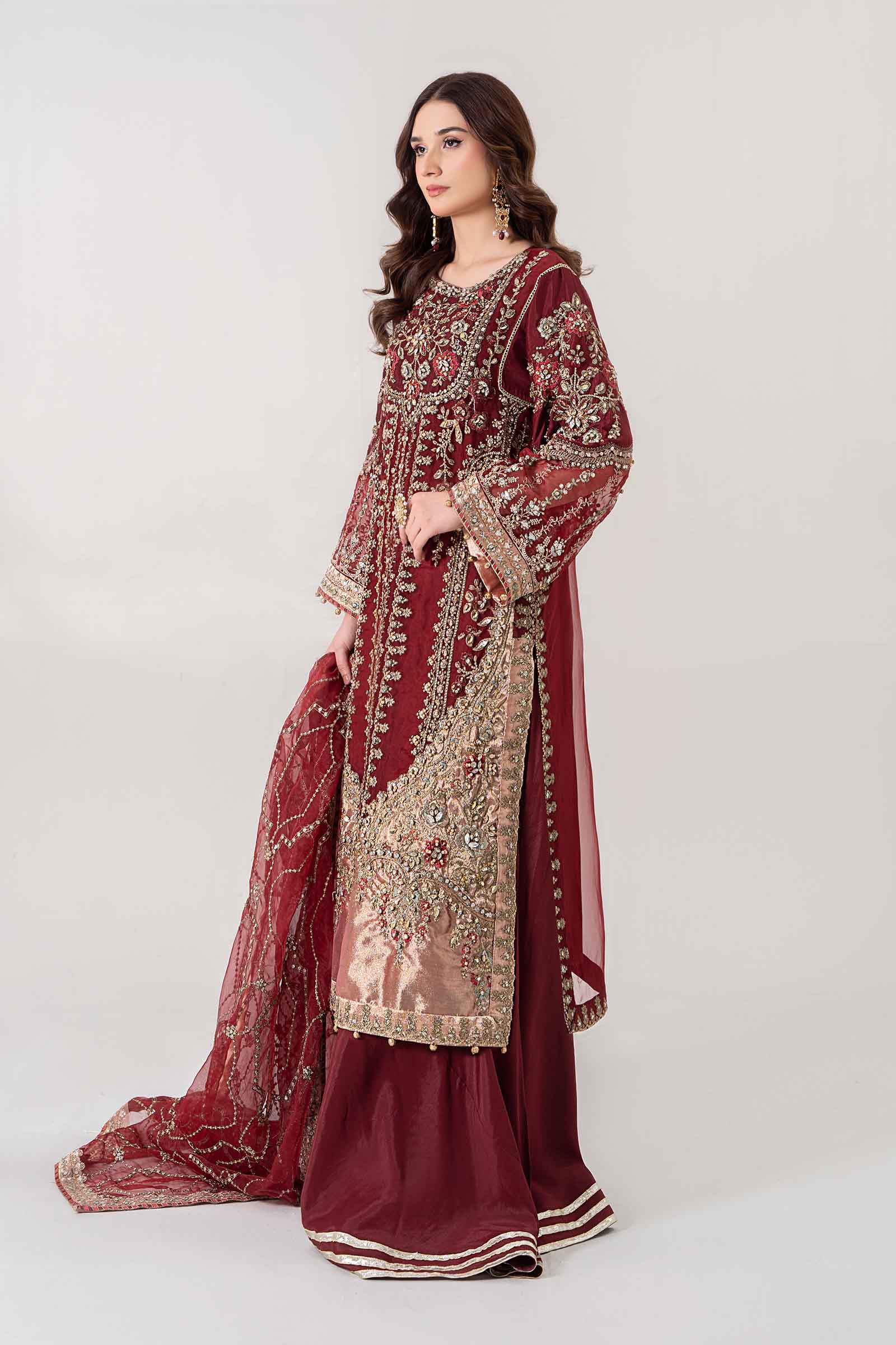 3 Piece Embroidered Organza Suit | BDS-2807 - Image 3