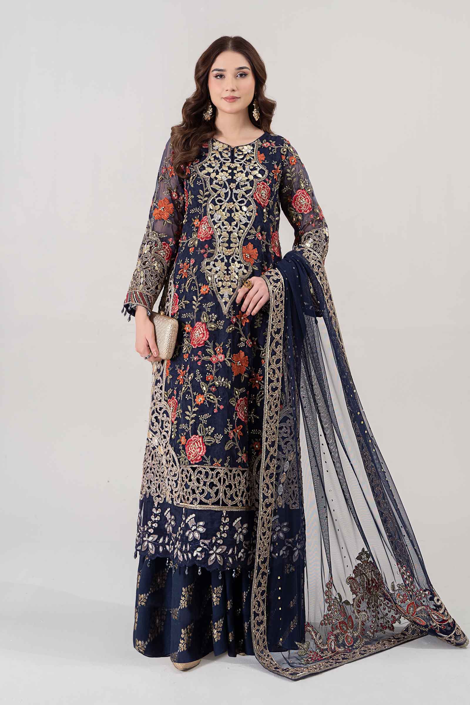 3 Piece Embroidered Organza Suit | BDS-2808