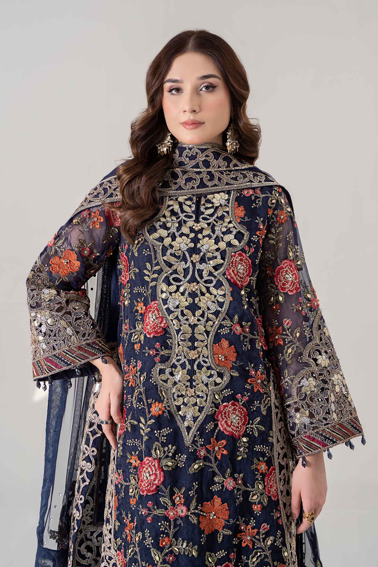 3 Piece Embroidered Organza Suit | BDS-2808 - Image 2