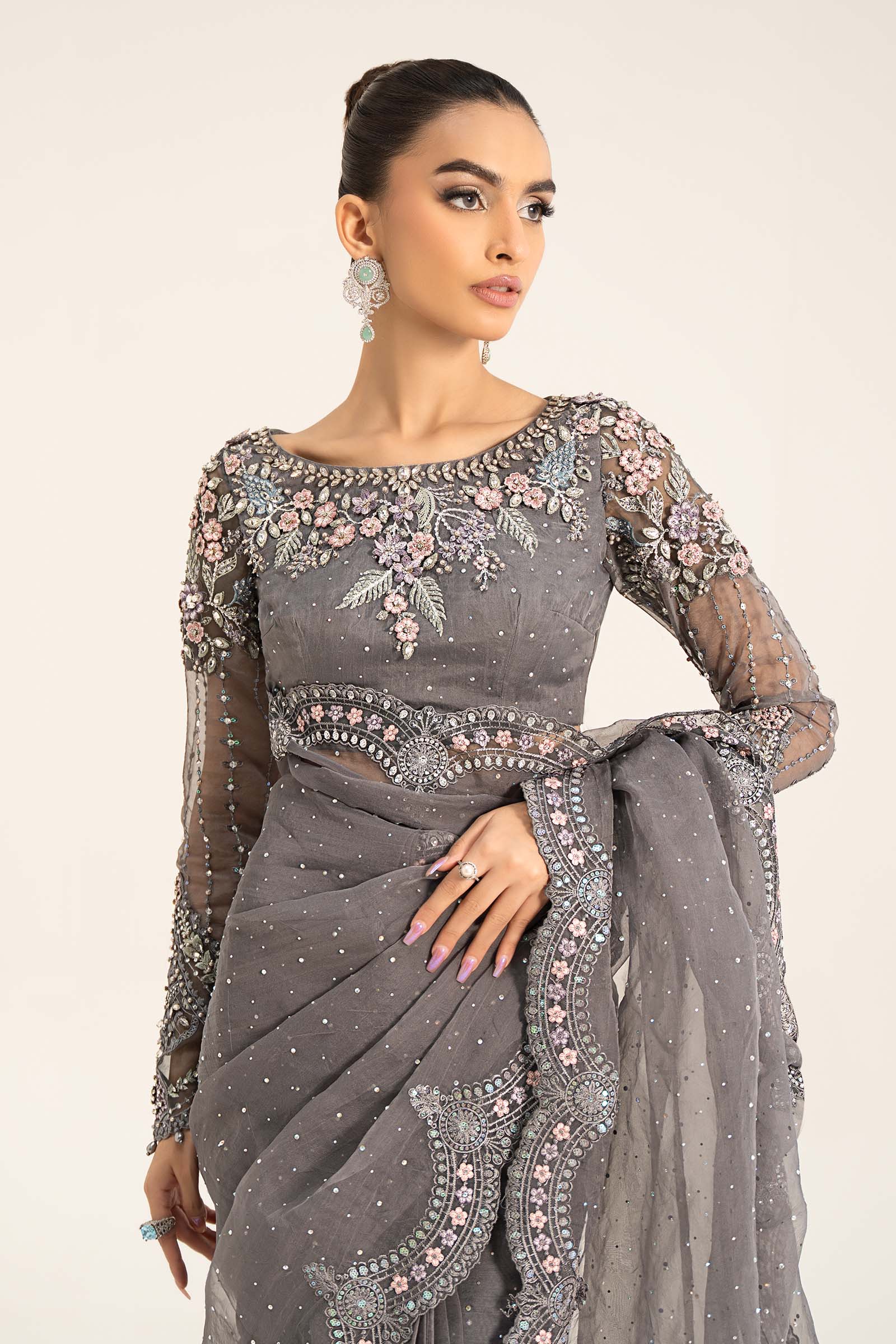 Embroidered Organza Saree | BDS-2902 - Image 2