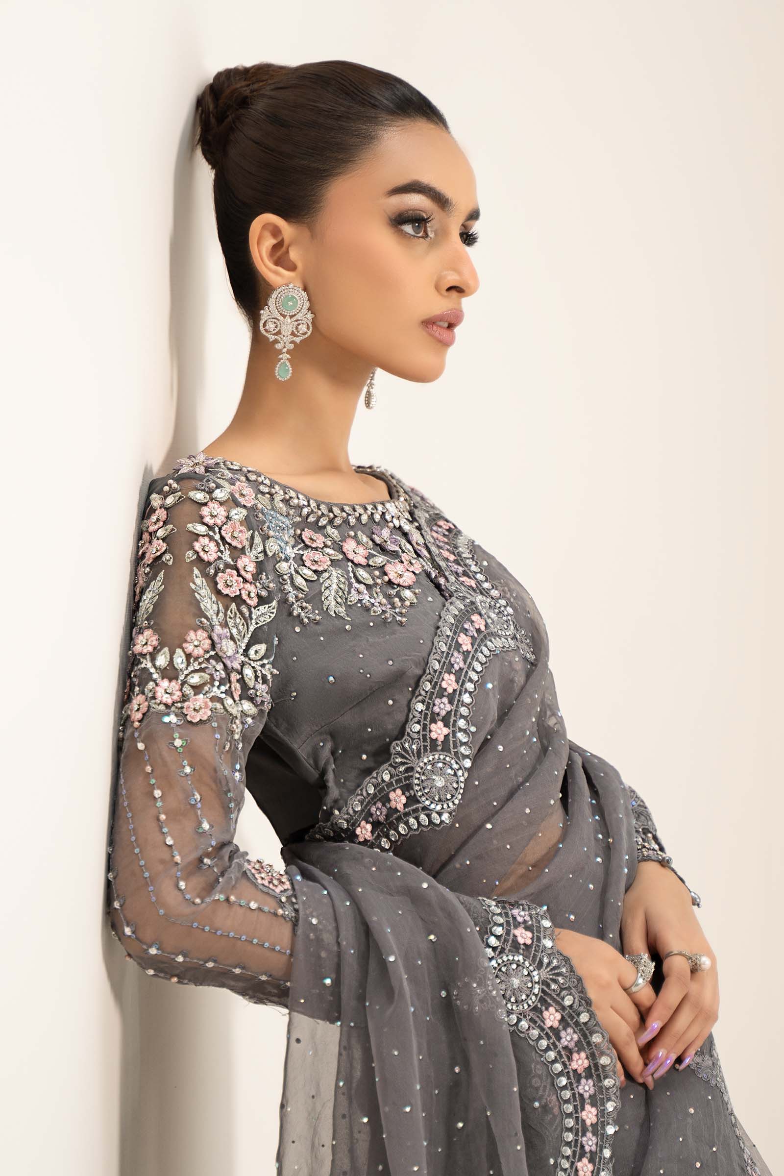 Embroidered Organza Saree | BDS-2902 - Image 3