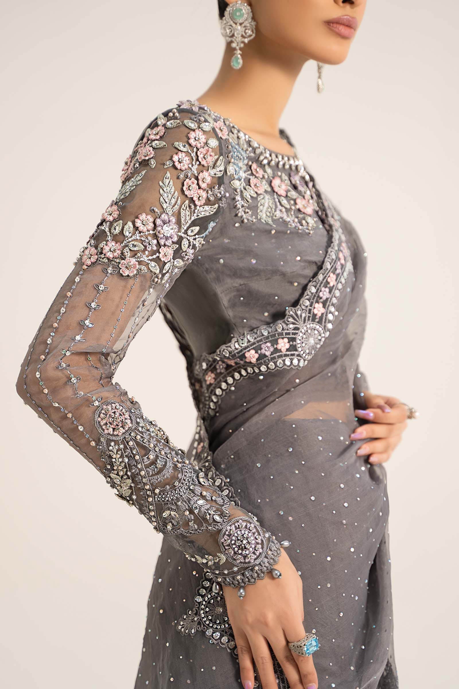 Embroidered Organza Saree | BDS-2902 - Image 6
