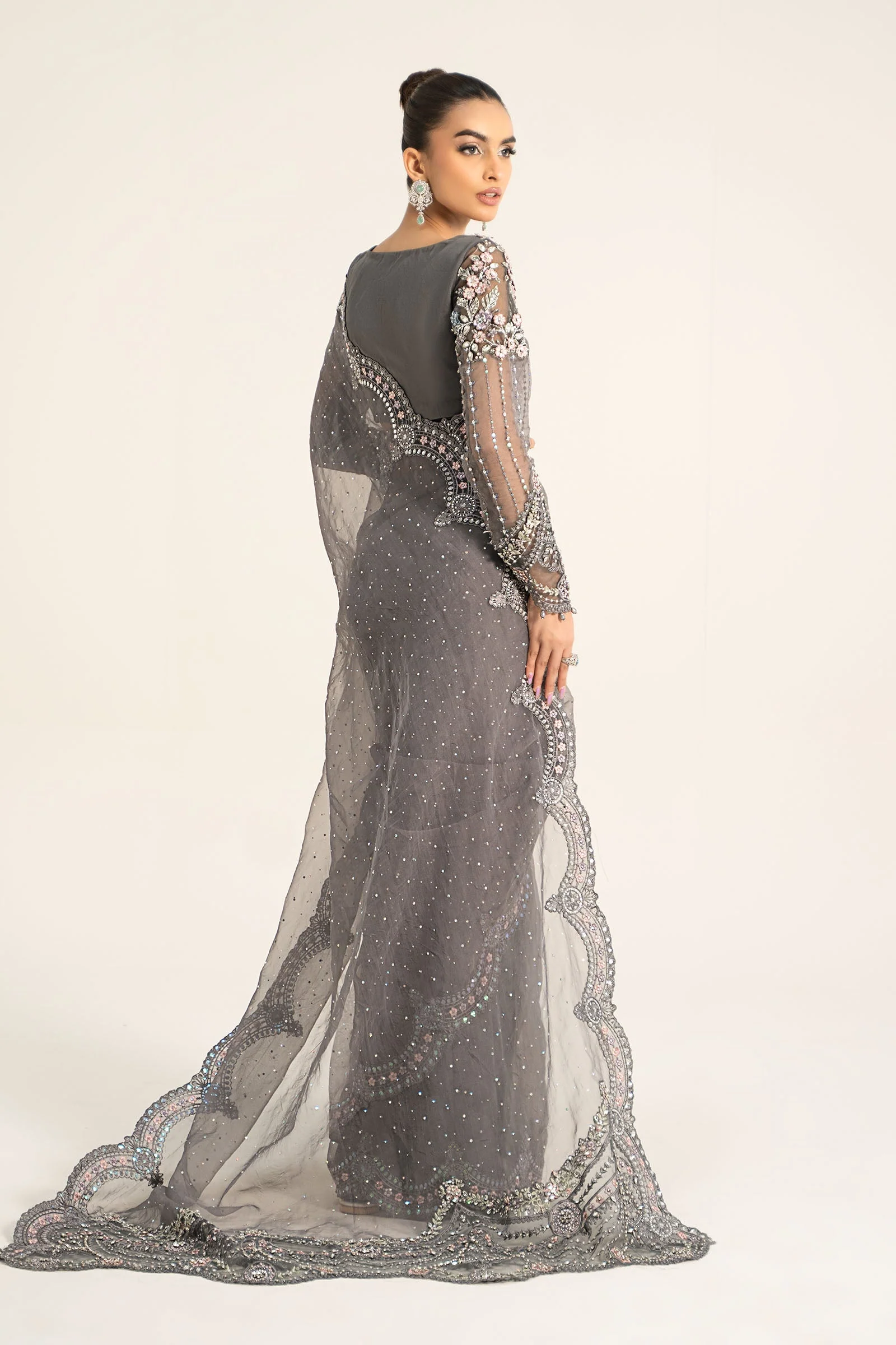 Embroidered Organza Saree | BDS-2902 - Image 8