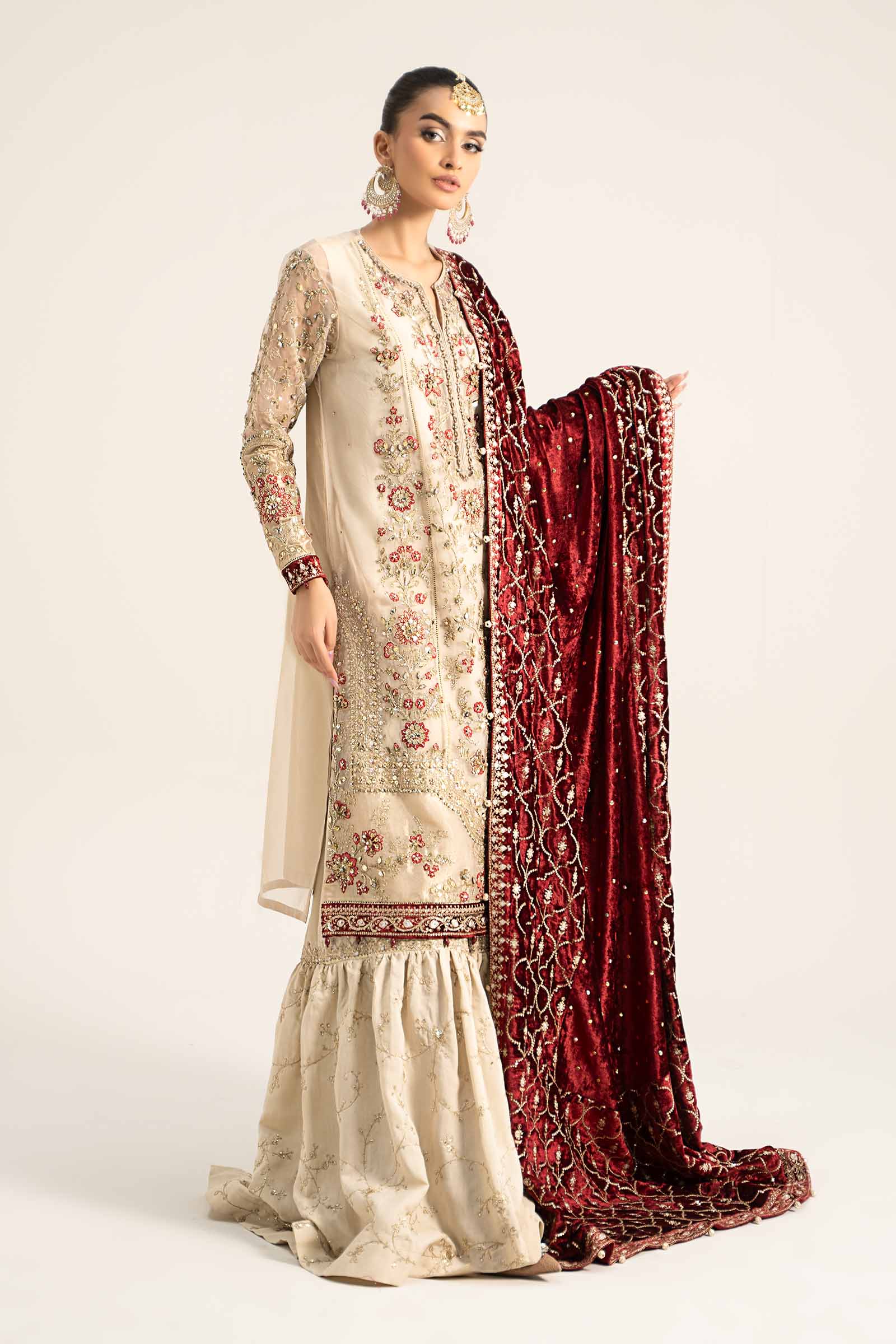 3 Piece Embroidered Organza Suit | BDS-2905 - Image 4