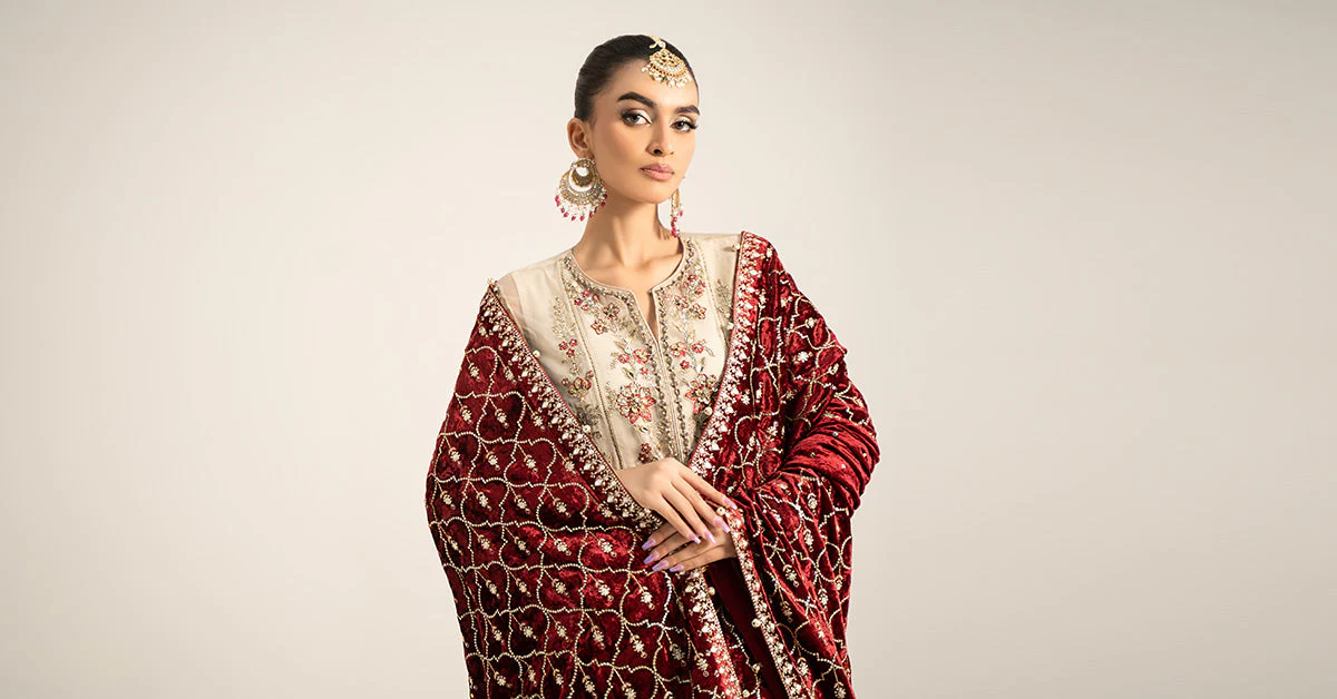 3 Piece Embroidered Organza Suit | BDS-2905 - Image 7