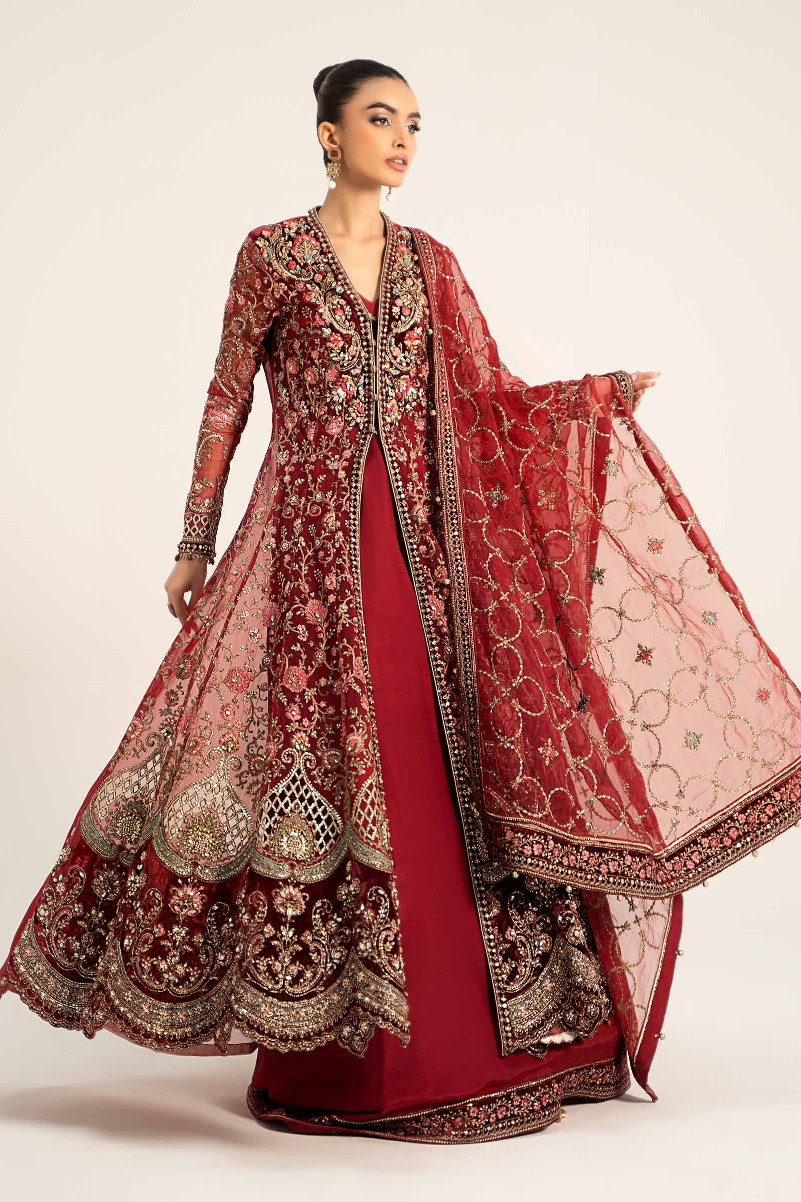 3 Piece Embroidered Organza Suit | BDS-2908 - Image 4