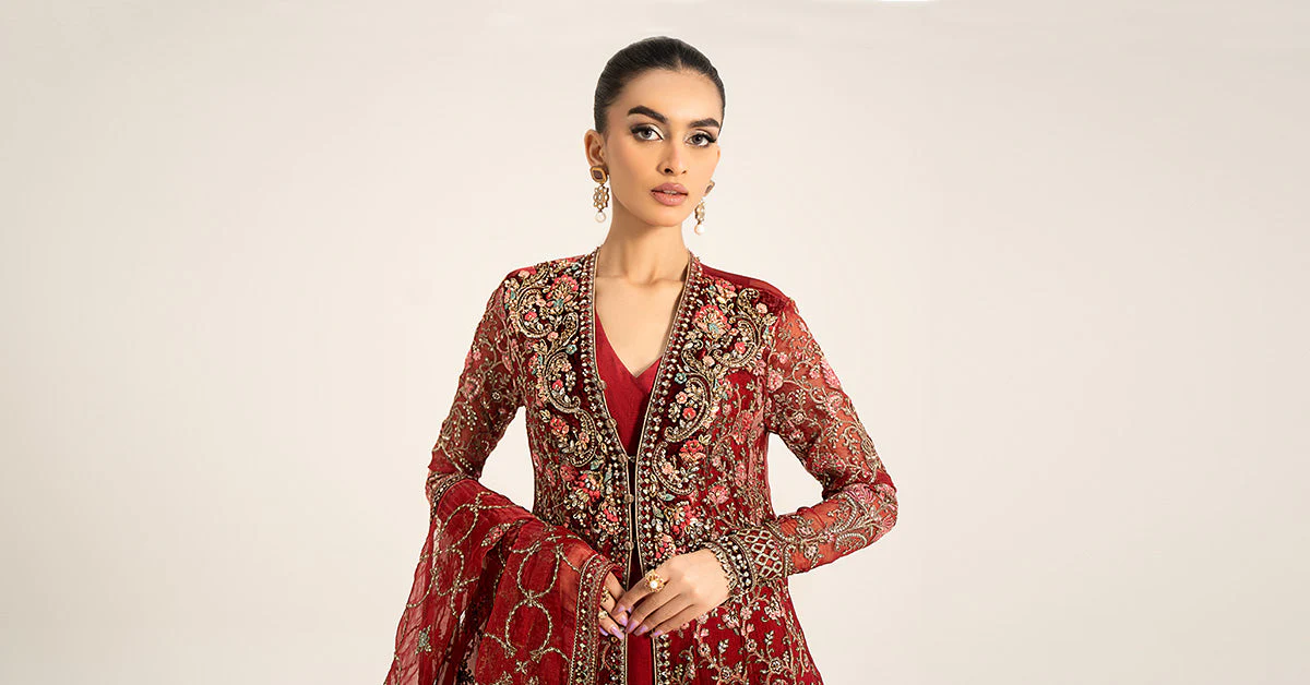 3 Piece Embroidered Organza Suit | BDS-2908 - Image 7