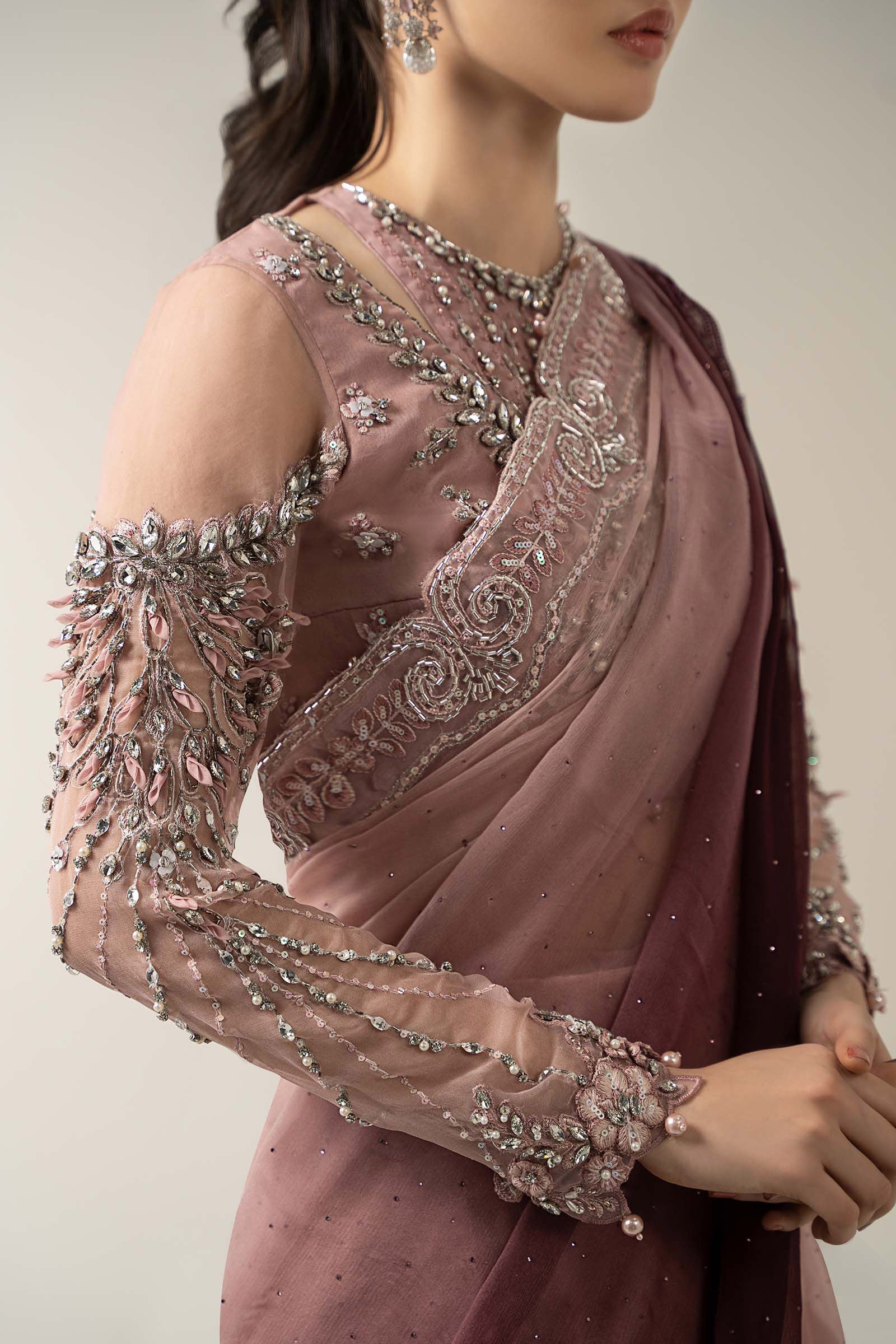 Embroidered Chiffon Saree | BDS-3001 - Image 6