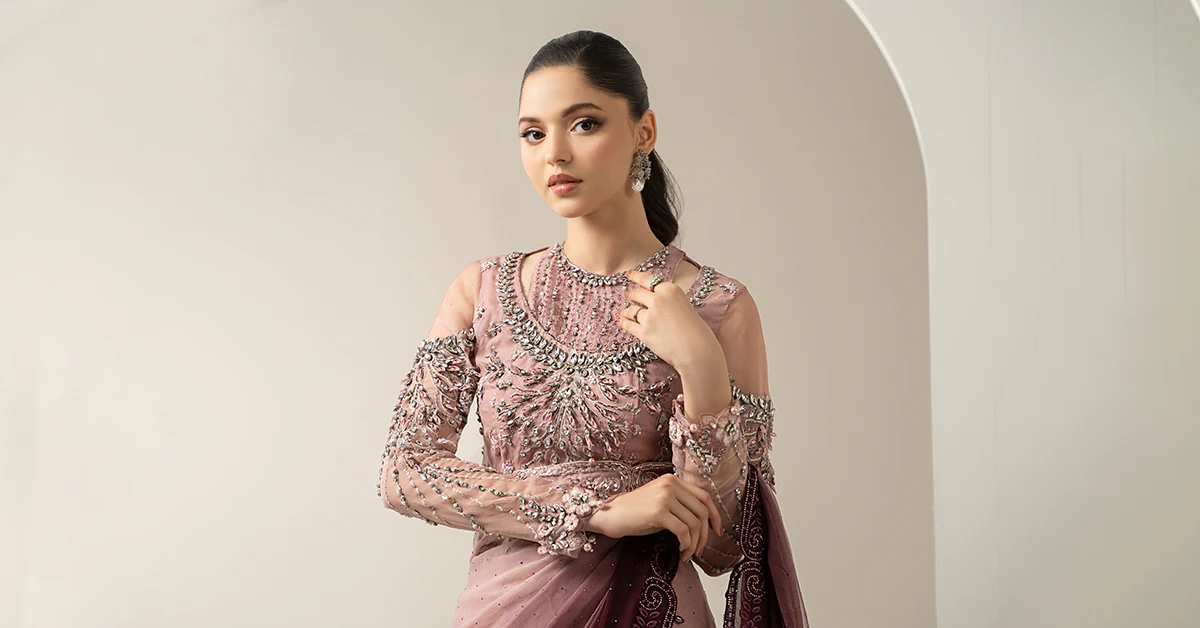 Embroidered Chiffon Saree | BDS-3001 - Image 8
