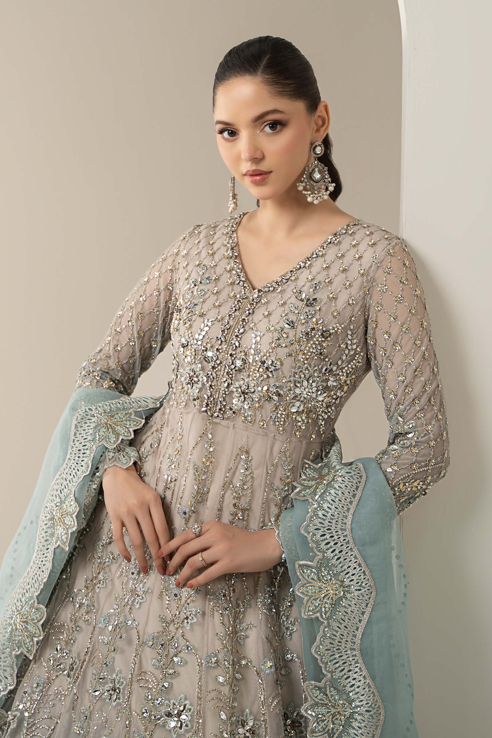 3 Piece Embroidered Net Suit | BDS-3002 - Image 2