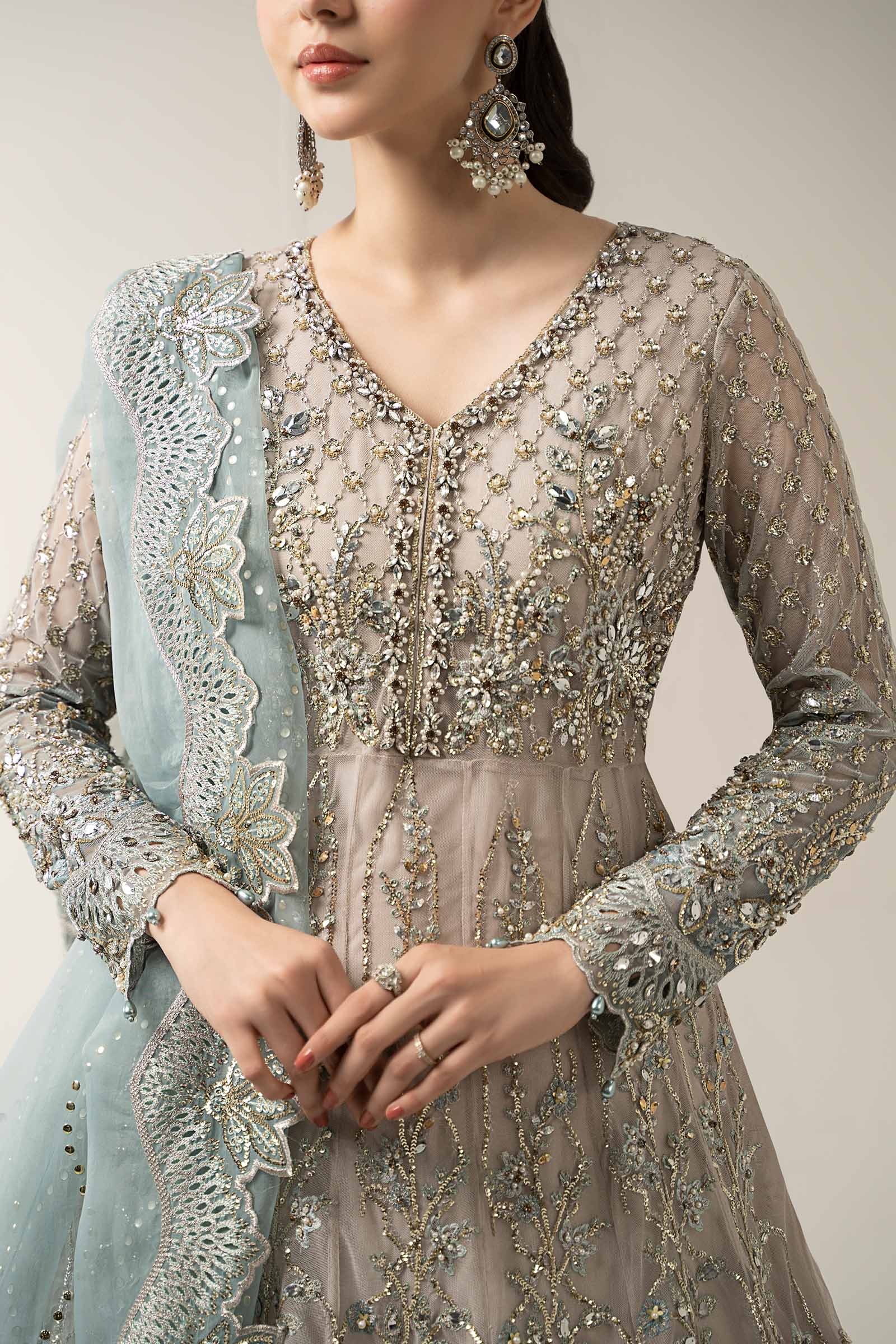 3 Piece Embroidered Net Suit | BDS-3002 - Image 3