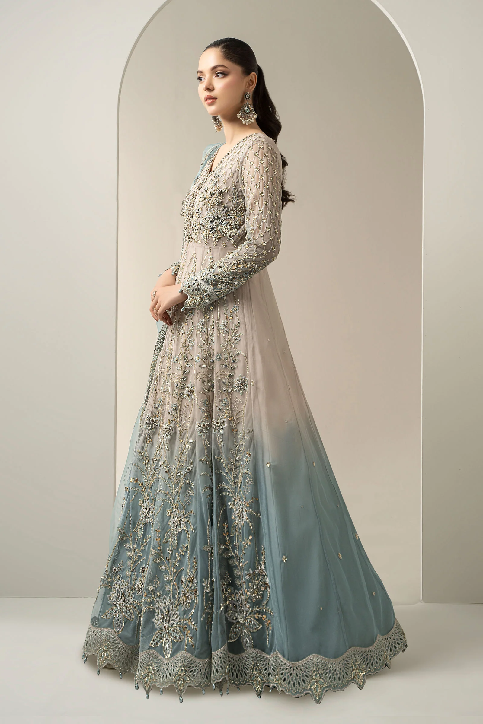 3 Piece Embroidered Net Suit | BDS-3002 - Image 5