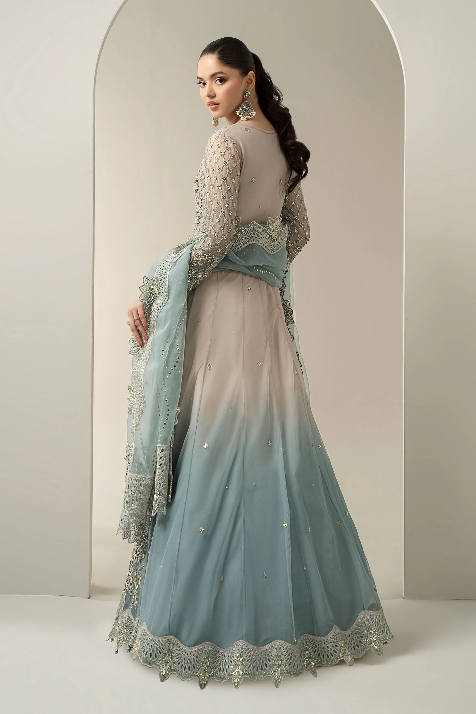 3 Piece Embroidered Net Suit | BDS-3002 - Image 6