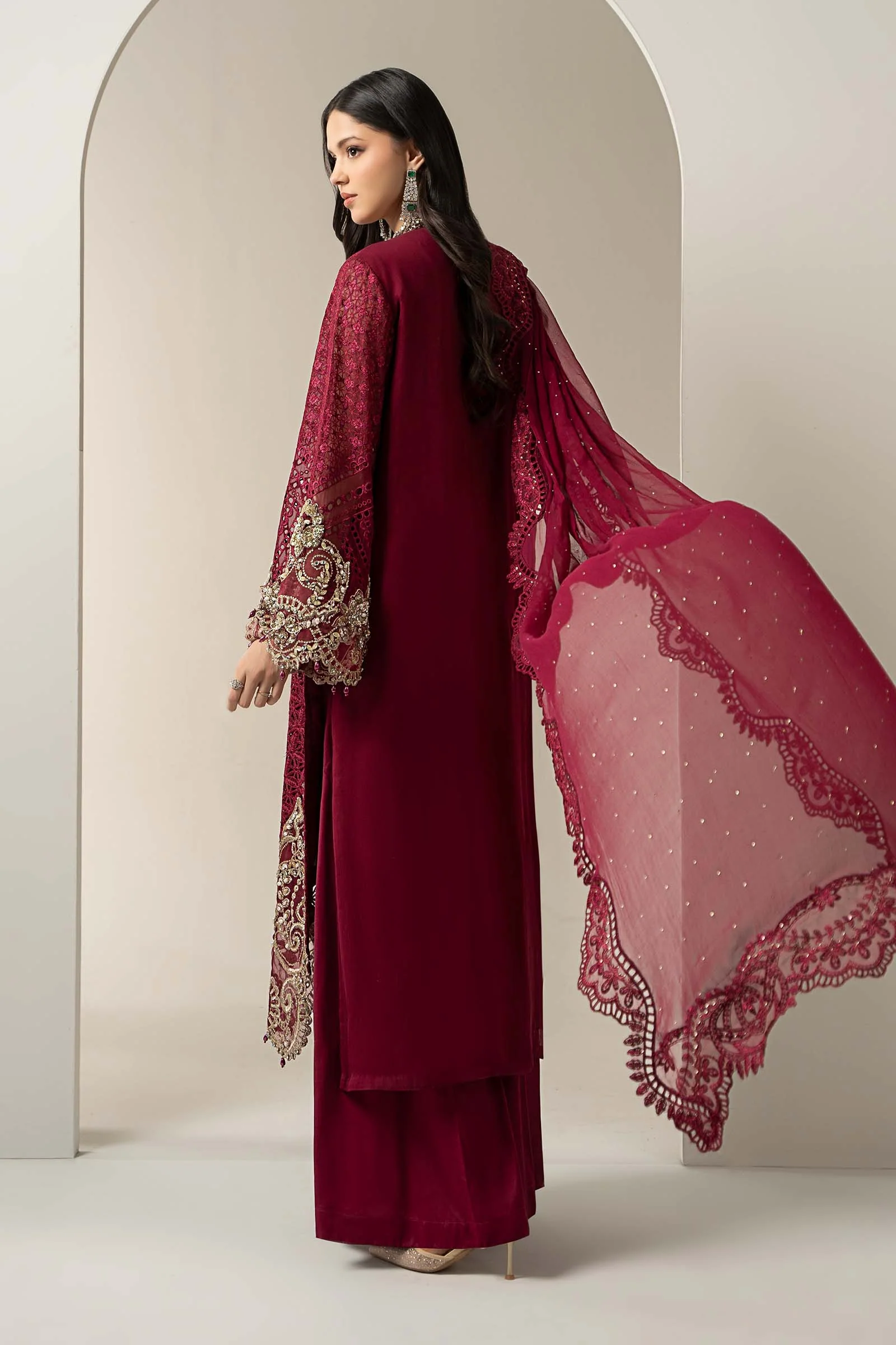 3 Piece Embroidered Chiffon Suit | BDS-3003 - Image 5