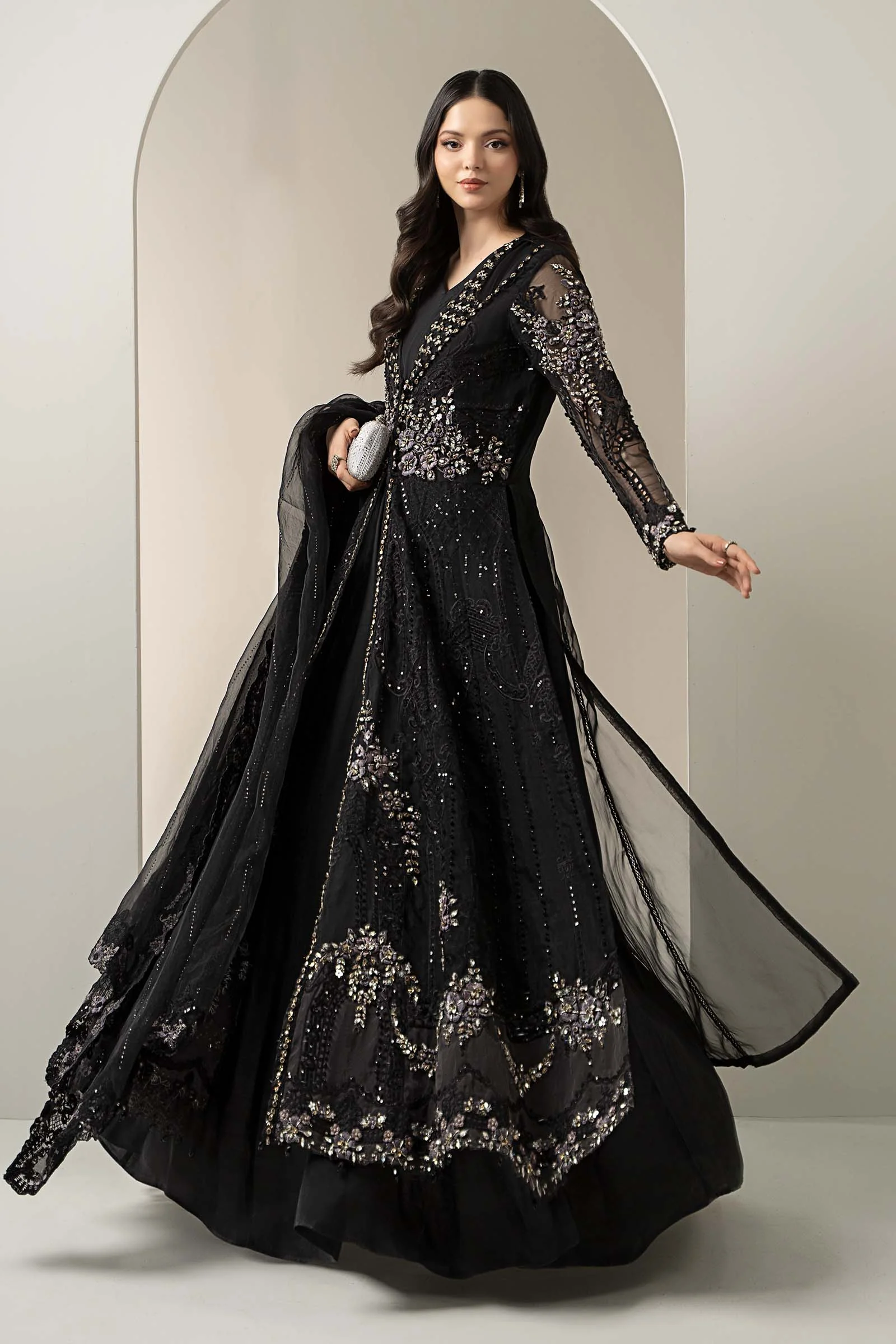 3 Piece Embroidered Organza Suit | BDS-3004 - Image 4