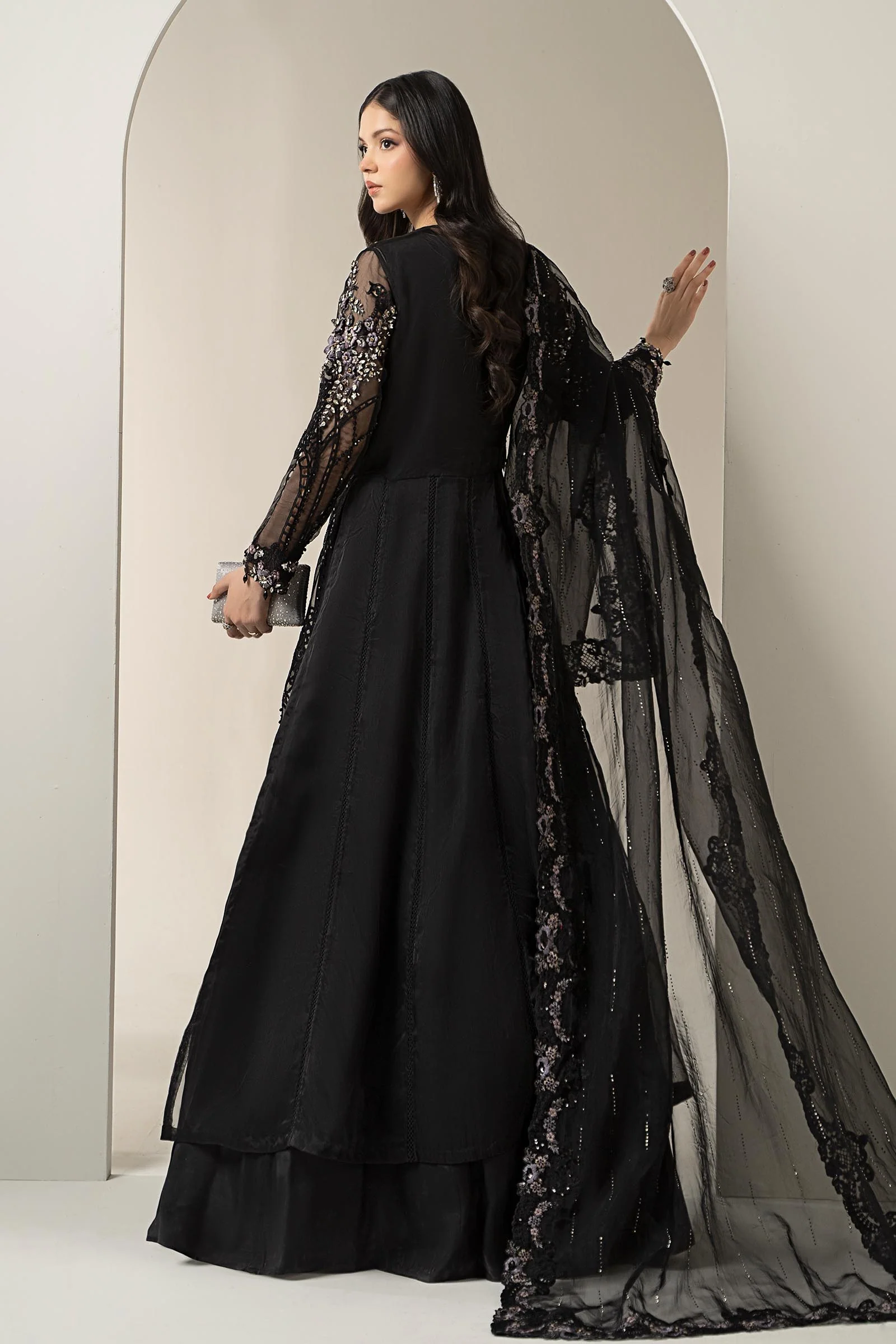 3 Piece Embroidered Organza Suit | BDS-3004 - Image 5