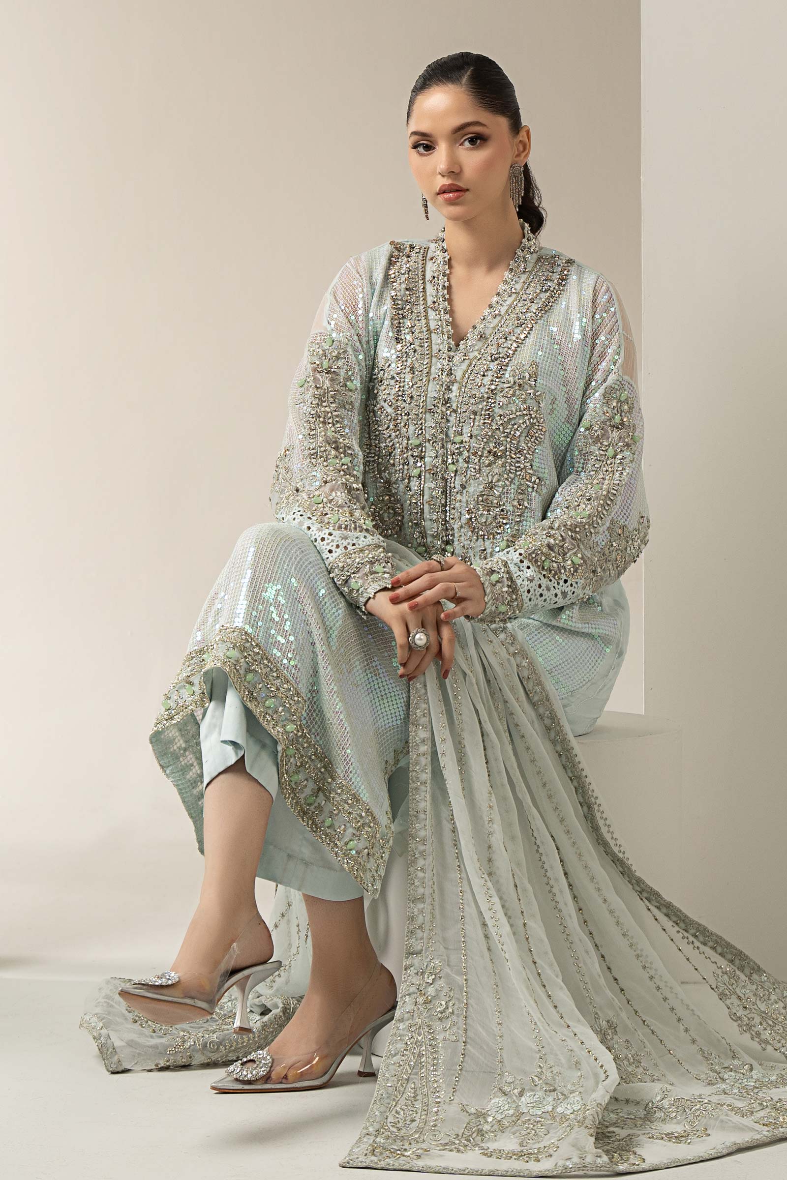 3 Piece Embroidered Chiffon Suit | BDS-3005 - Image 3