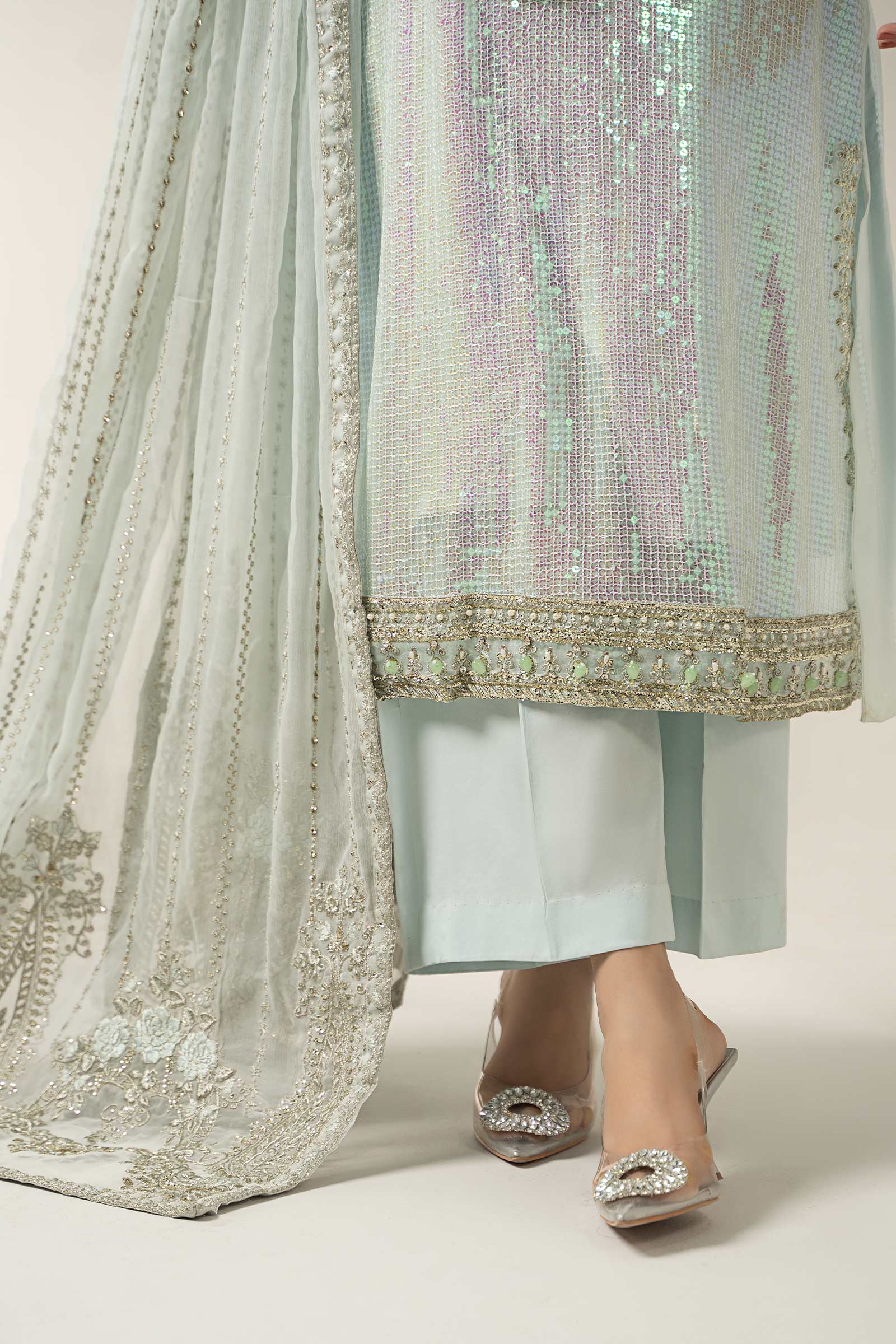 3 Piece Embroidered Chiffon Suit | BDS-3005 - Image 5