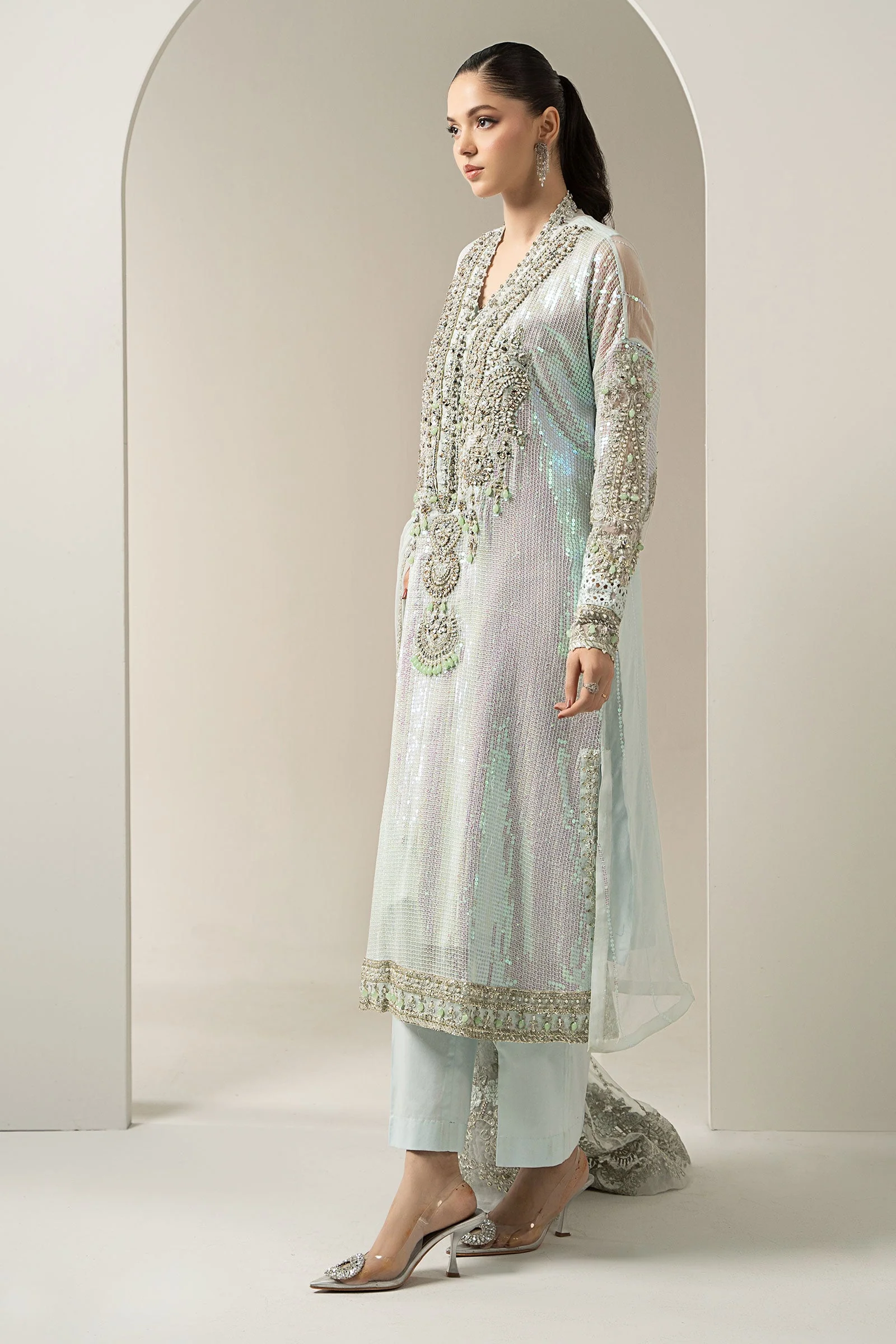 3 Piece Embroidered Chiffon Suit | BDS-3005 - Image 7