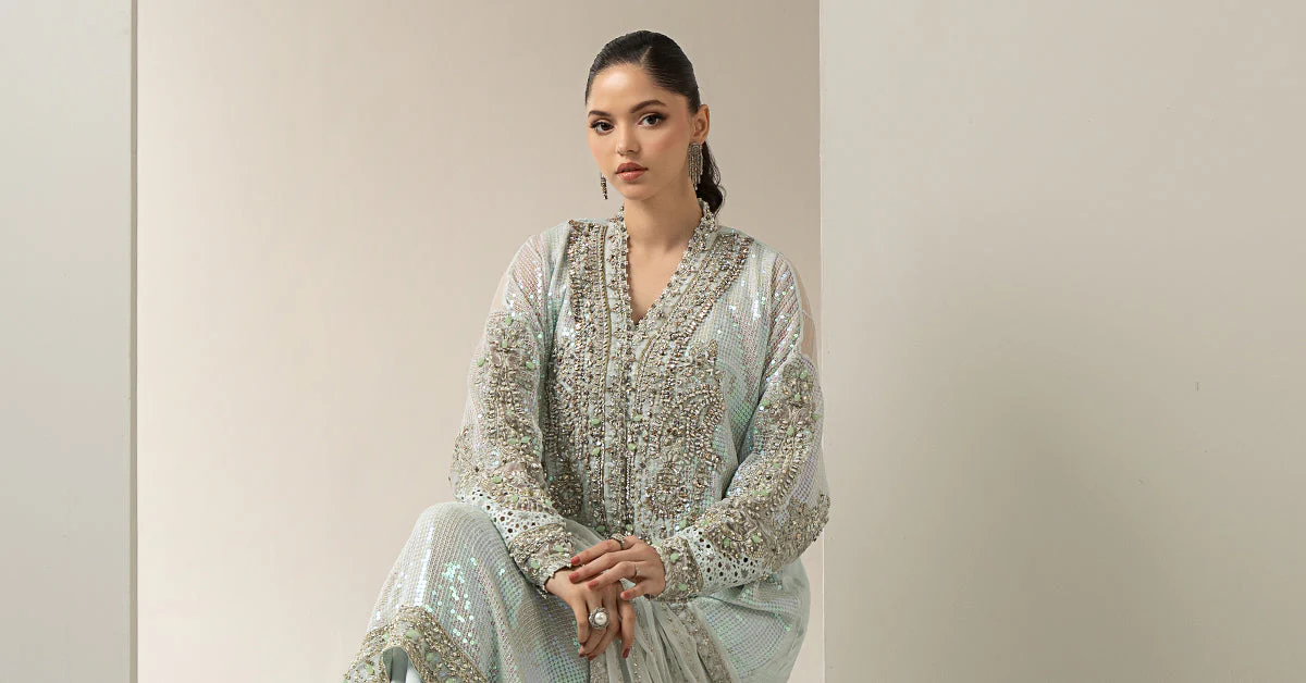 3 Piece Embroidered Chiffon Suit | BDS-3005 - Image 9