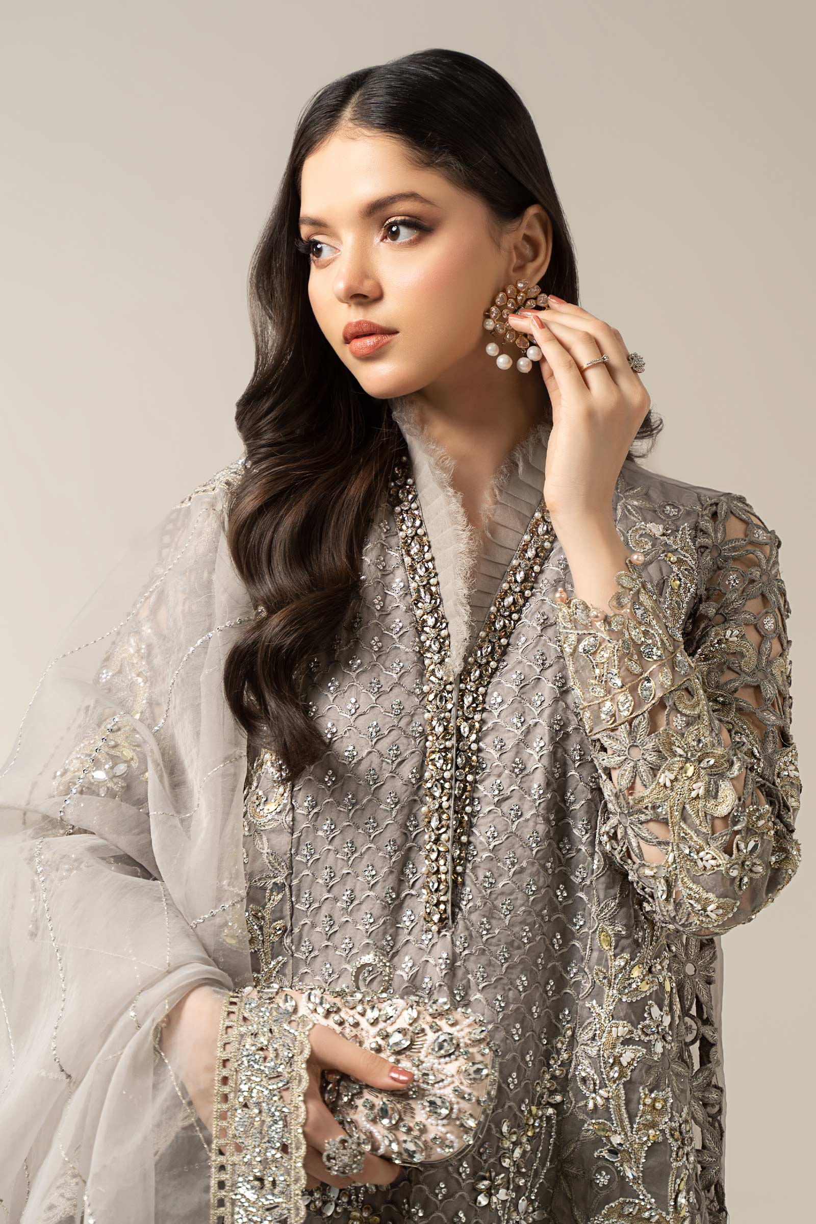 3 Piece Embroidered Organza Suit | BDS-3006 - Image 2