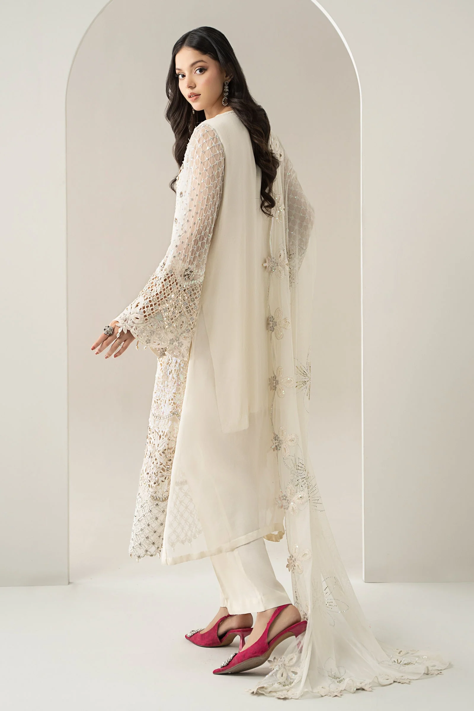 3 Piece Embroidered Chiffon Suit | BDS-3007 - Image 10