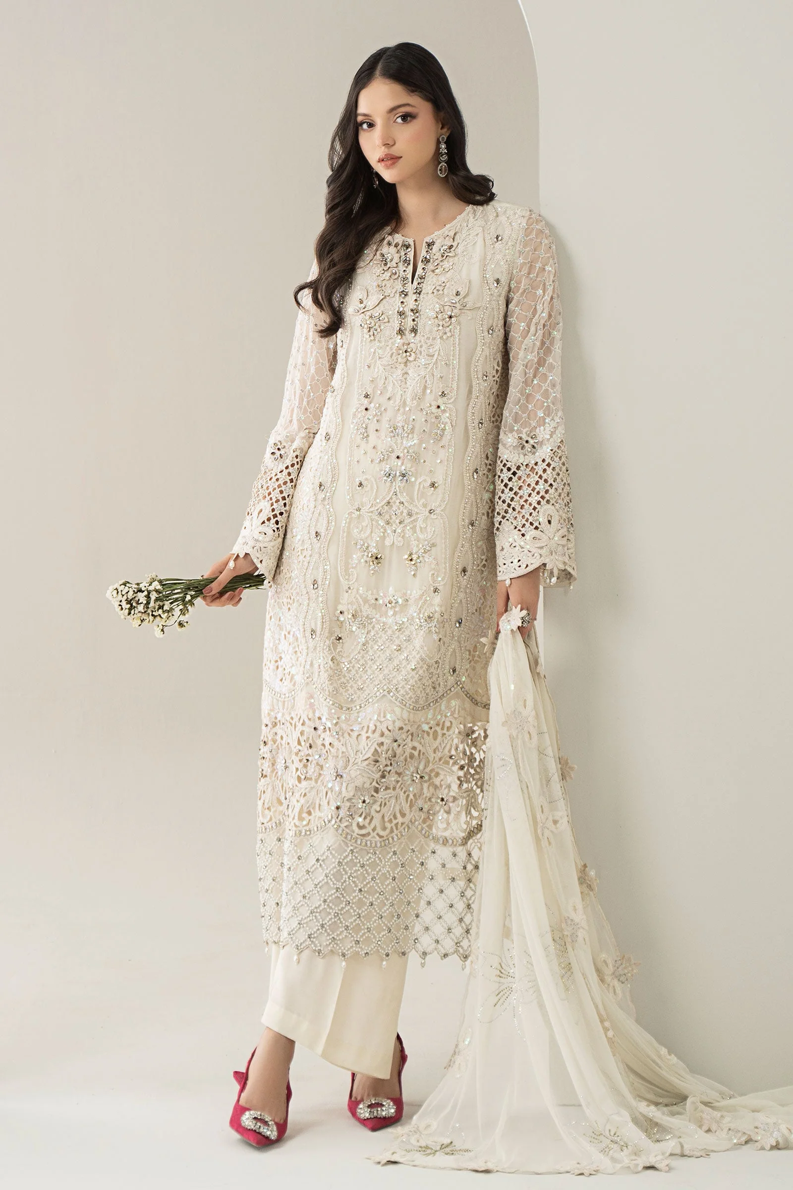 3 Piece Embroidered Chiffon Suit | BDS-3007 - Image 4