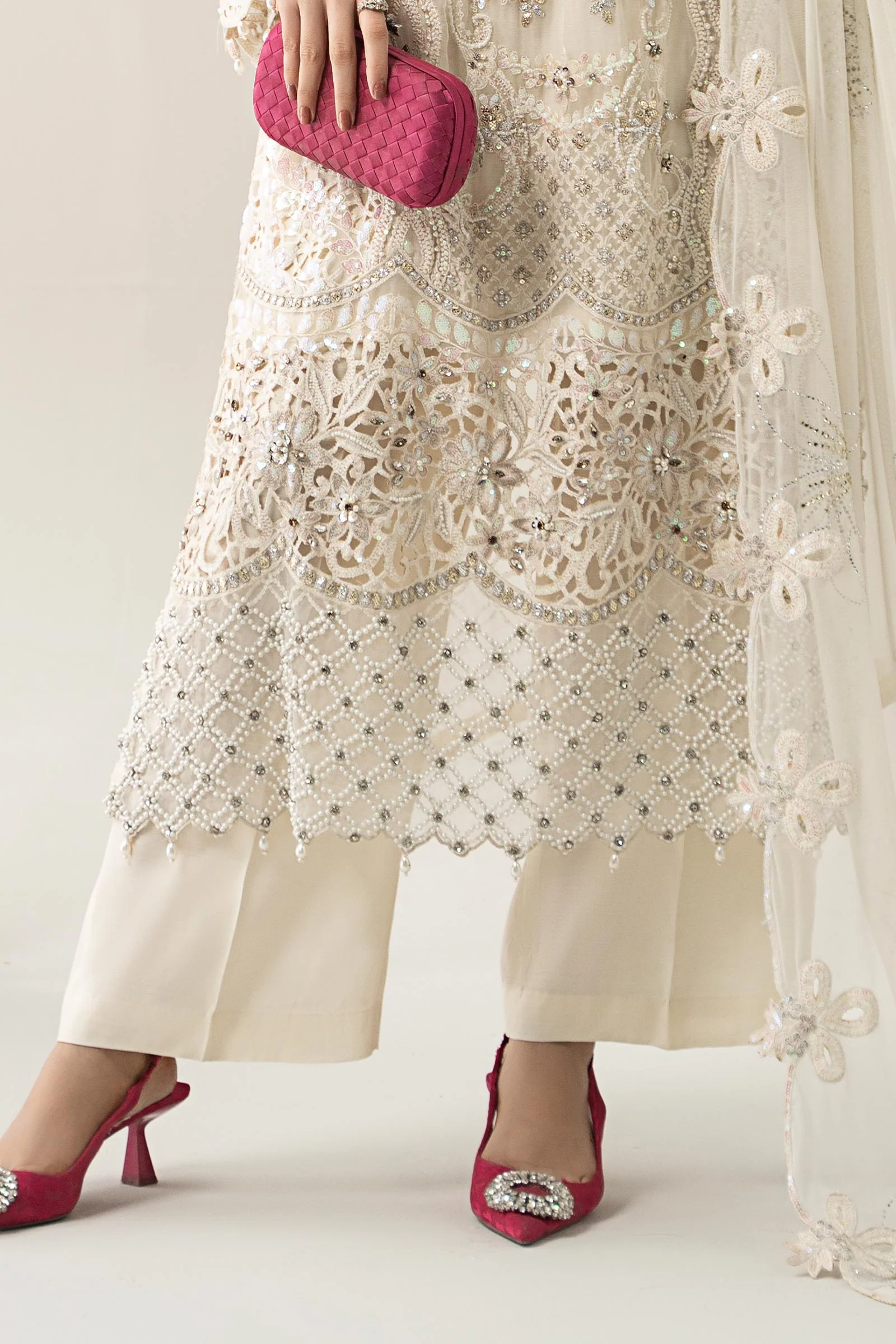 3 Piece Embroidered Chiffon Suit | BDS-3007 - Image 8