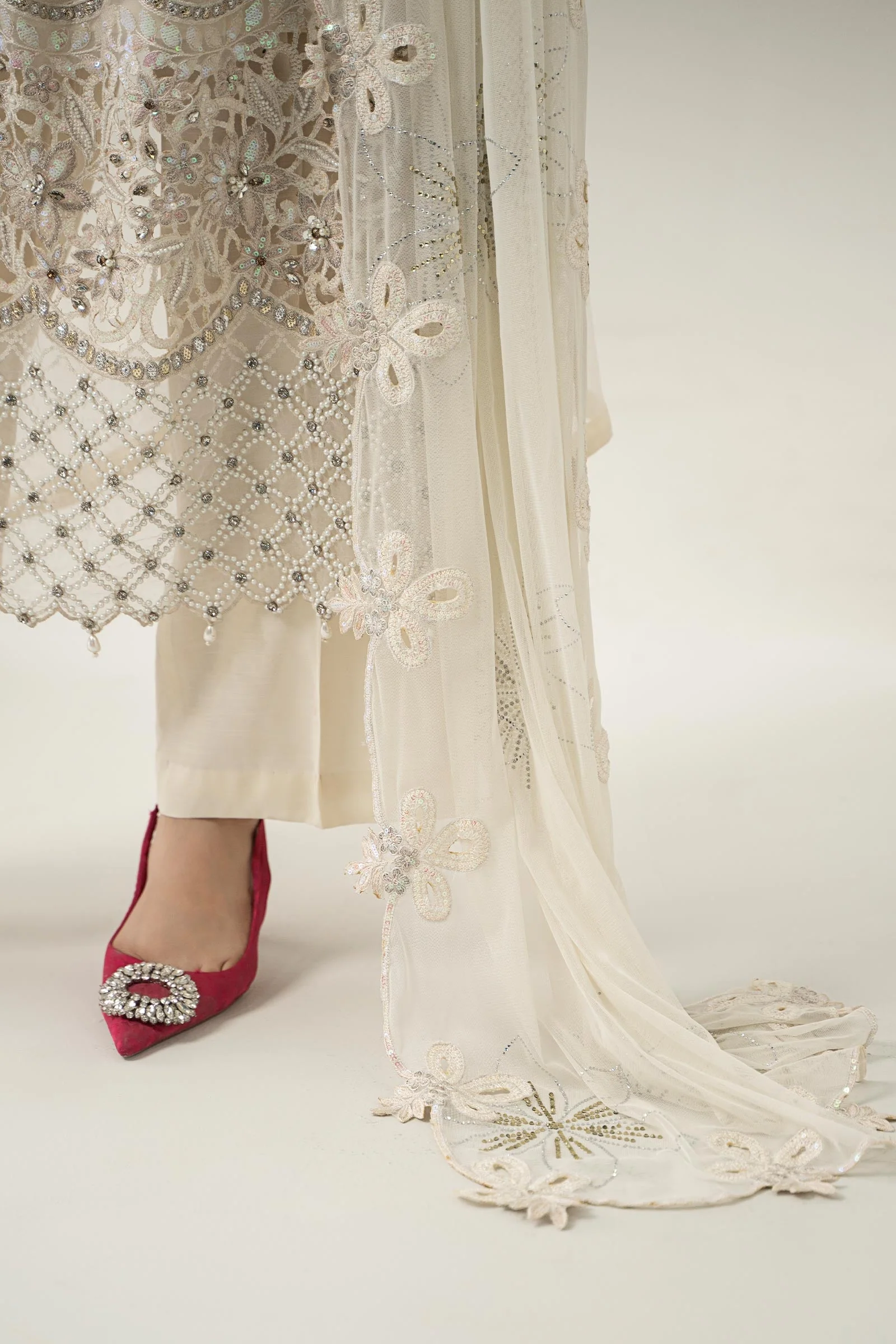3 Piece Embroidered Chiffon Suit | BDS-3007 - Image 9