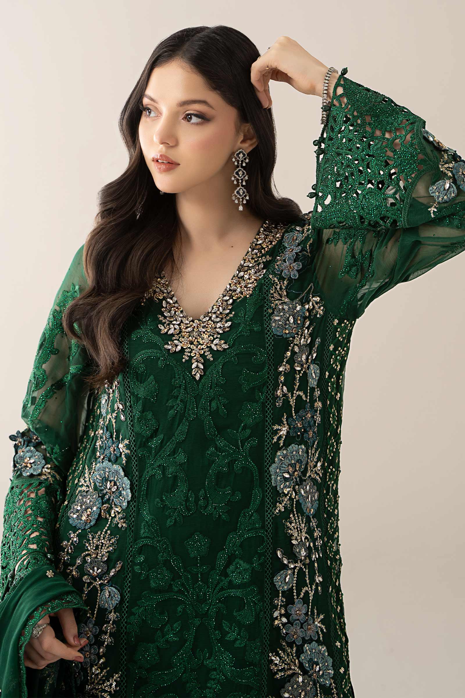 3 Piece Embroidered Chiffon Suit | BDS-3008 - Image 2