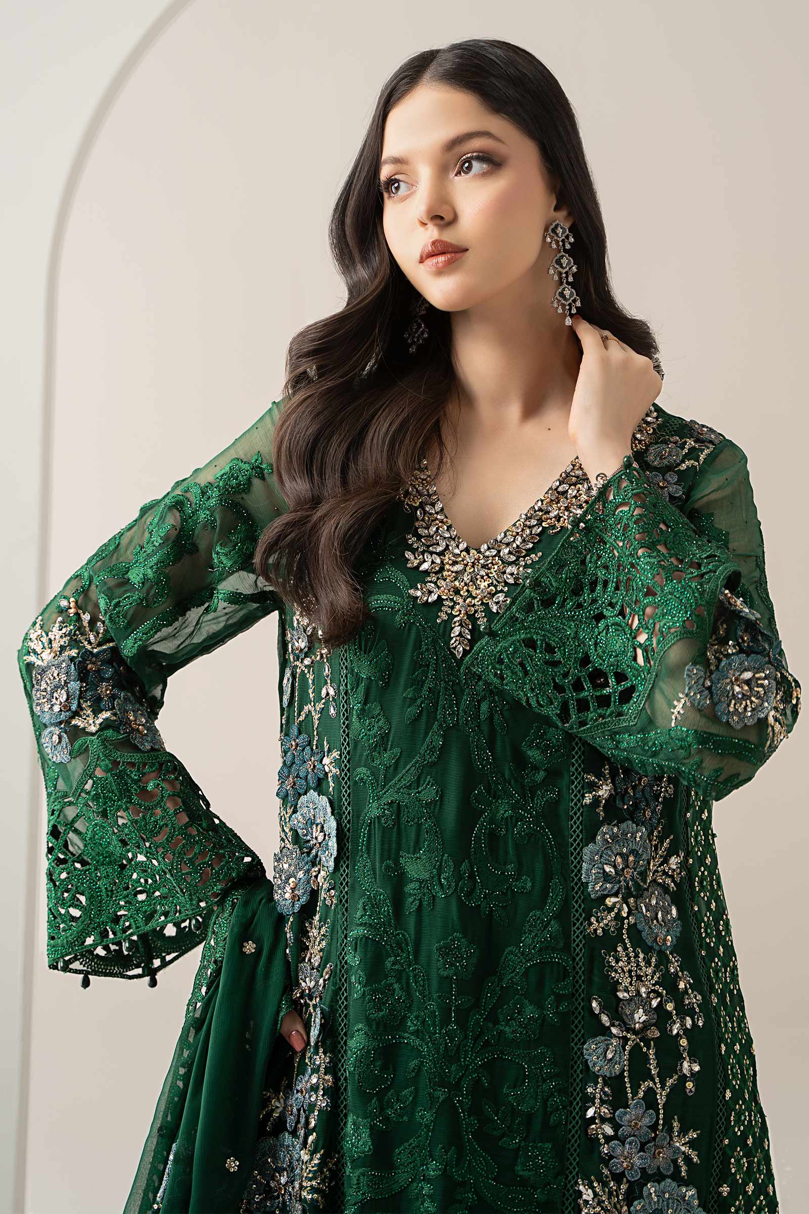 3 Piece Embroidered Chiffon Suit | BDS-3008 - Image 3