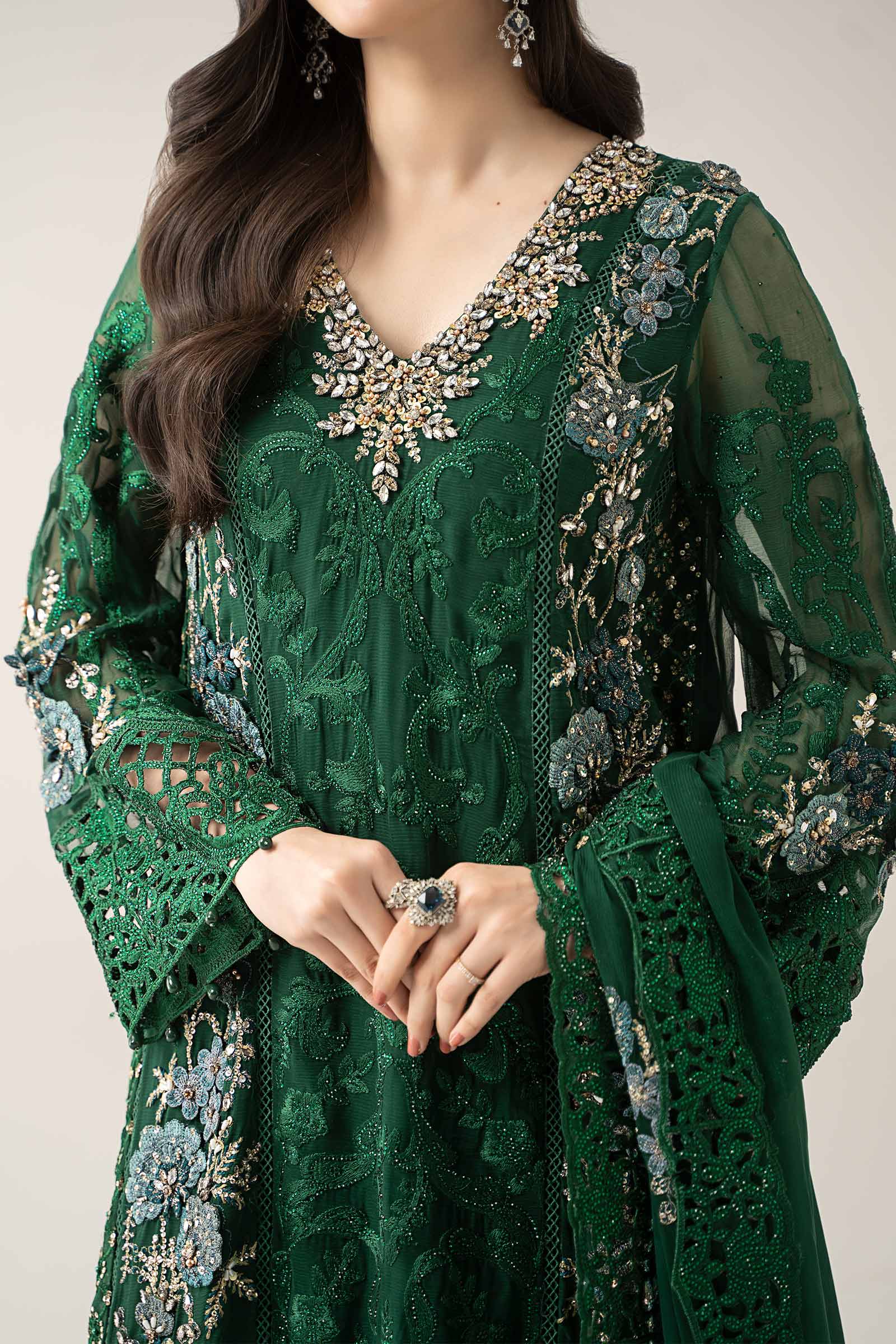 3 Piece Embroidered Chiffon Suit | BDS-3008 - Image 4