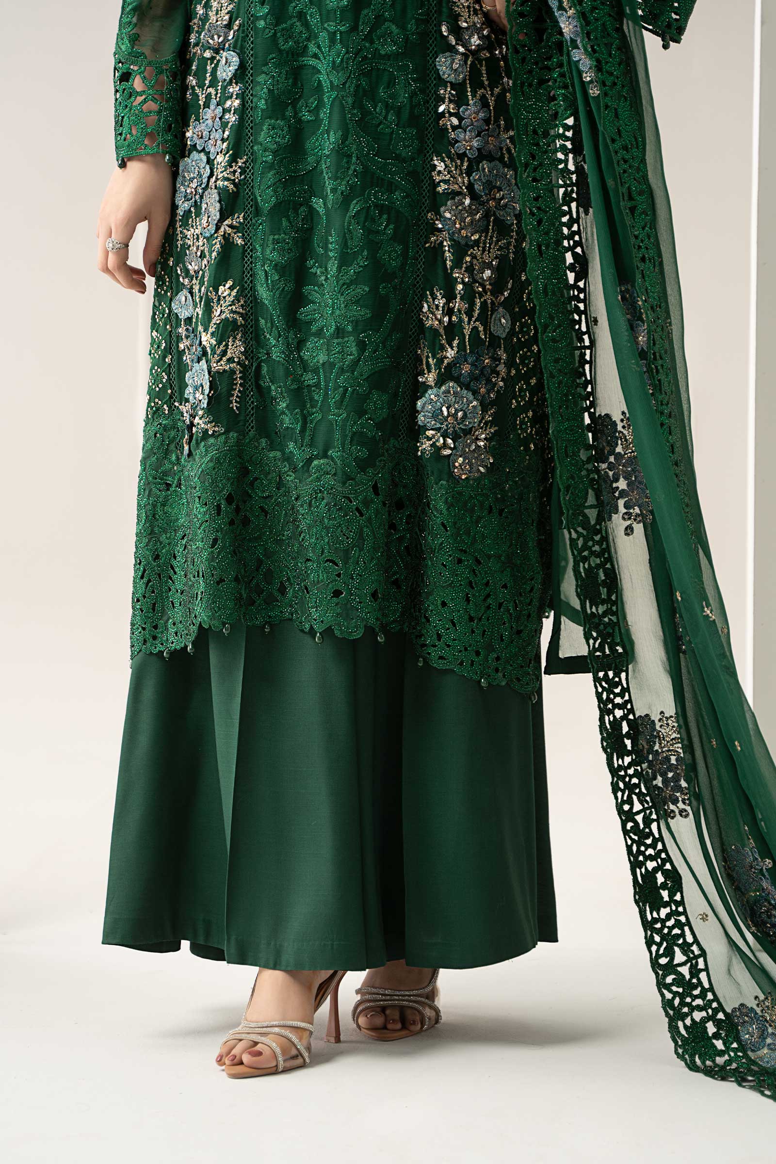 3 Piece Embroidered Chiffon Suit | BDS-3008 - Image 5