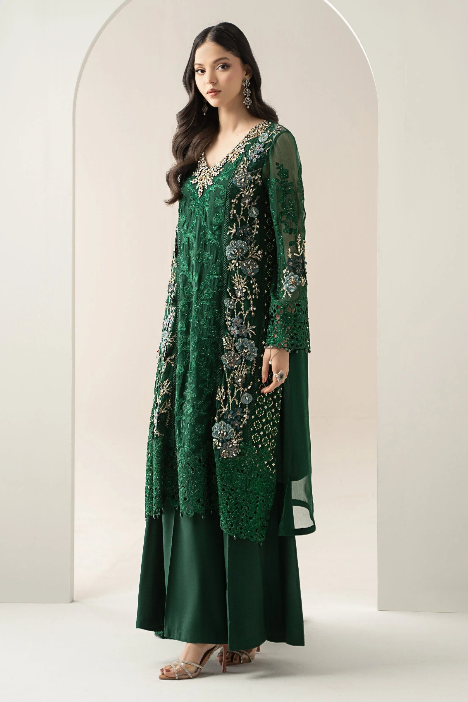 3 Piece Embroidered Chiffon Suit | BDS-3008 - Image 6