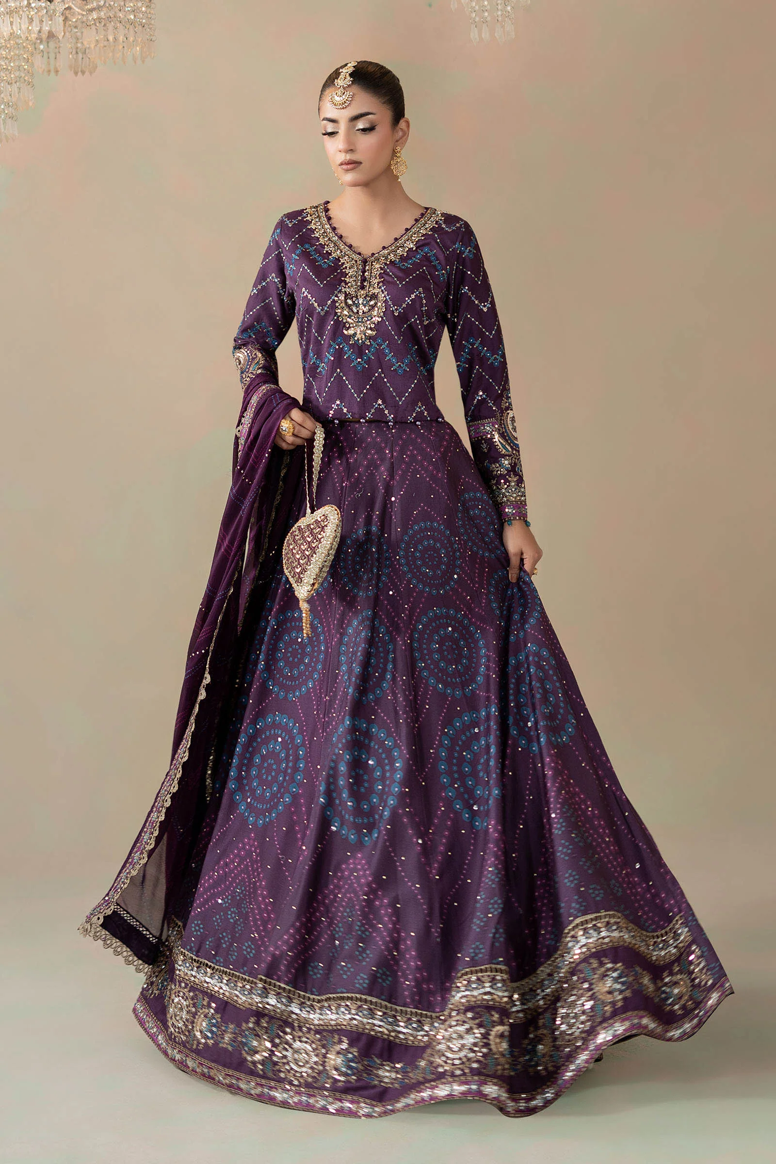 3 Piece Embroidered Cotton Satin Suit | CSS-802 - Image 2