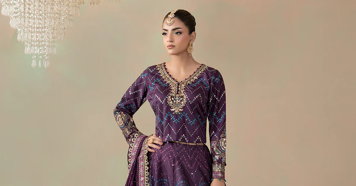 3 Piece Embroidered Cotton Satin Suit | CSS-802 - Image 9