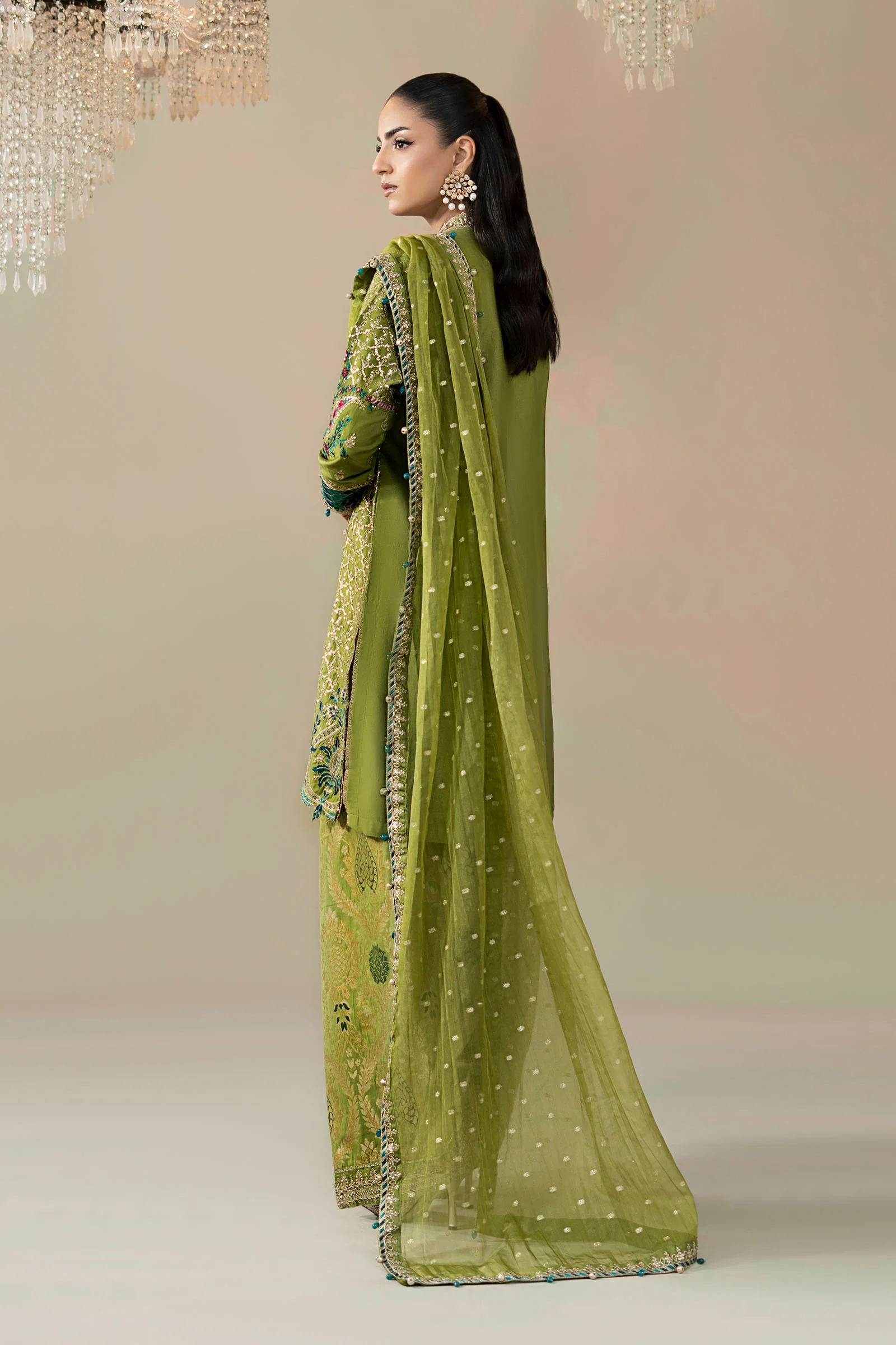 3 Piece Embroidered Cotton Satin Suit | CSS-803 - Image 7