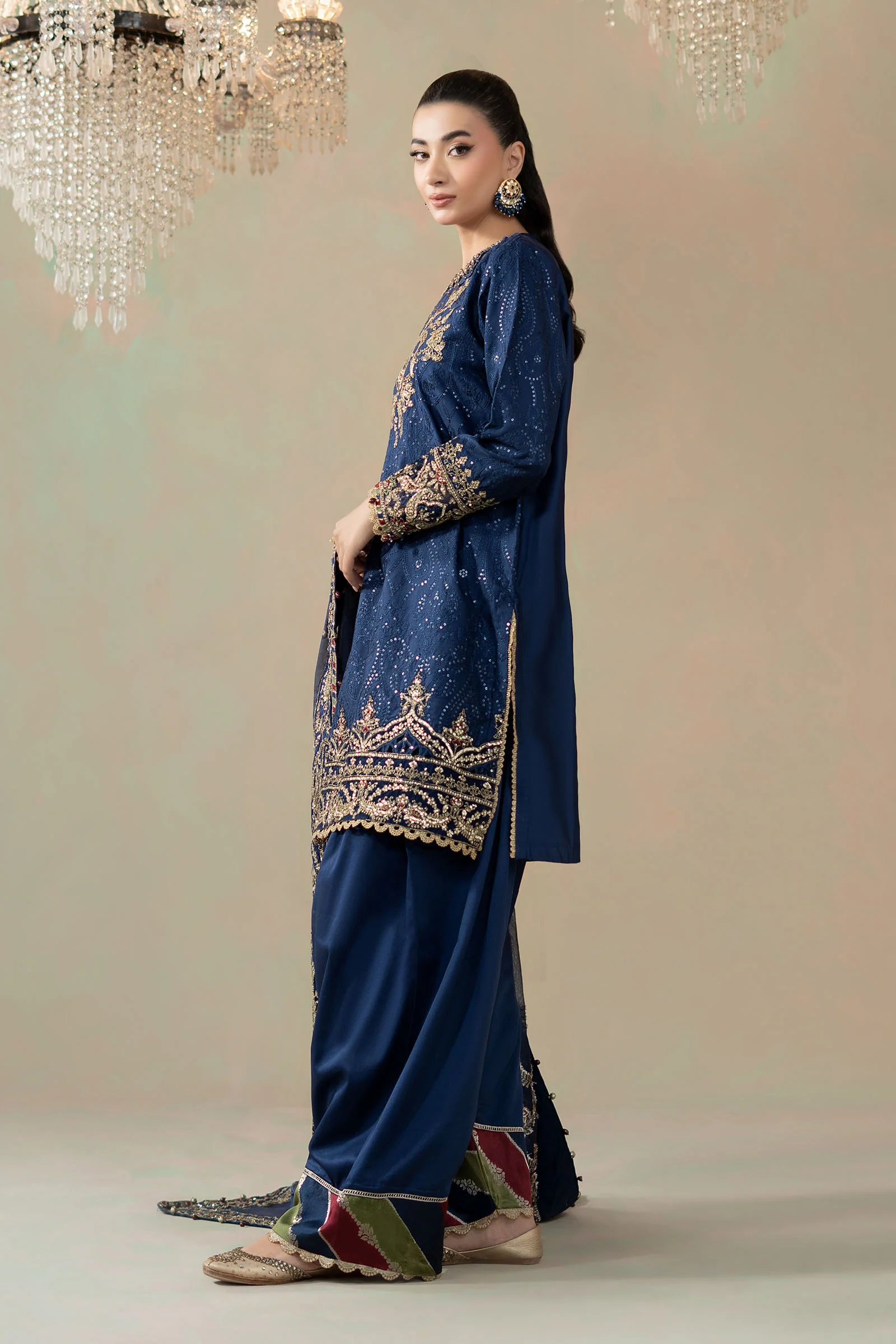3 Piece Embroidered Cotton Satin Suit | CSS-804 - Image 3