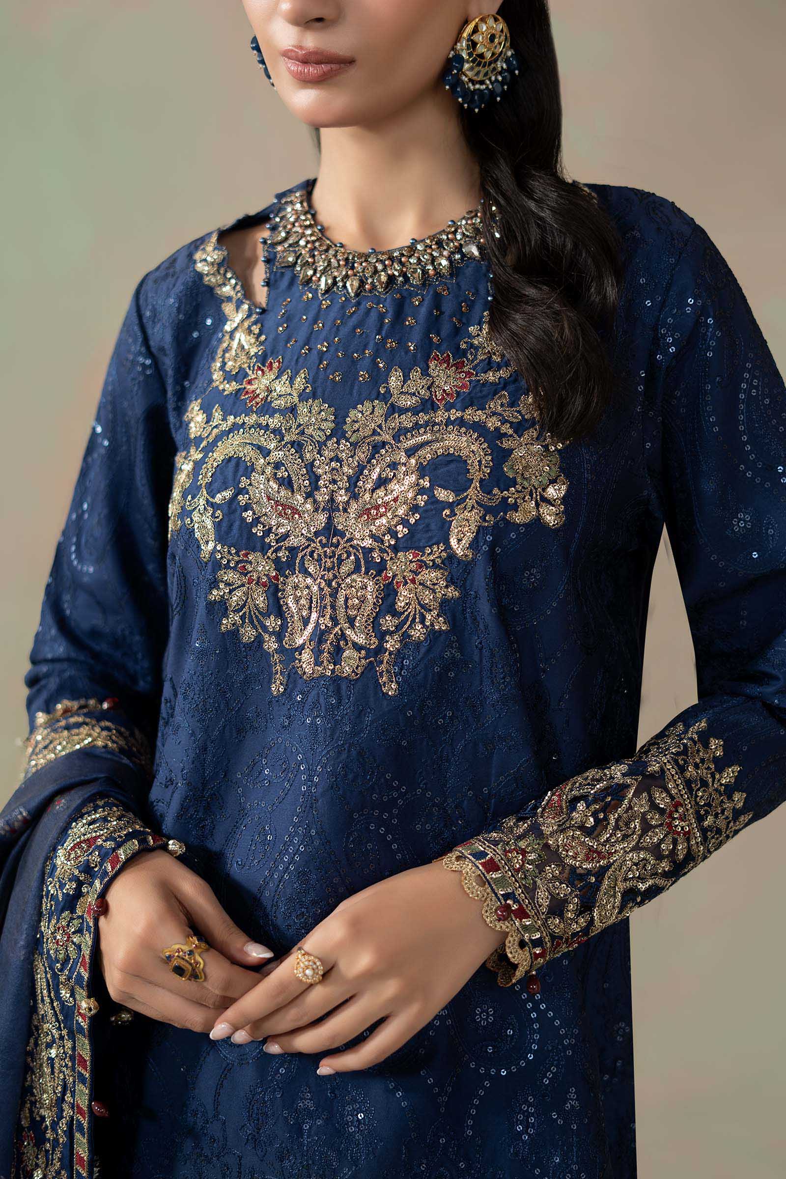 3 Piece Embroidered Cotton Satin Suit | CSS-804 - Image 4