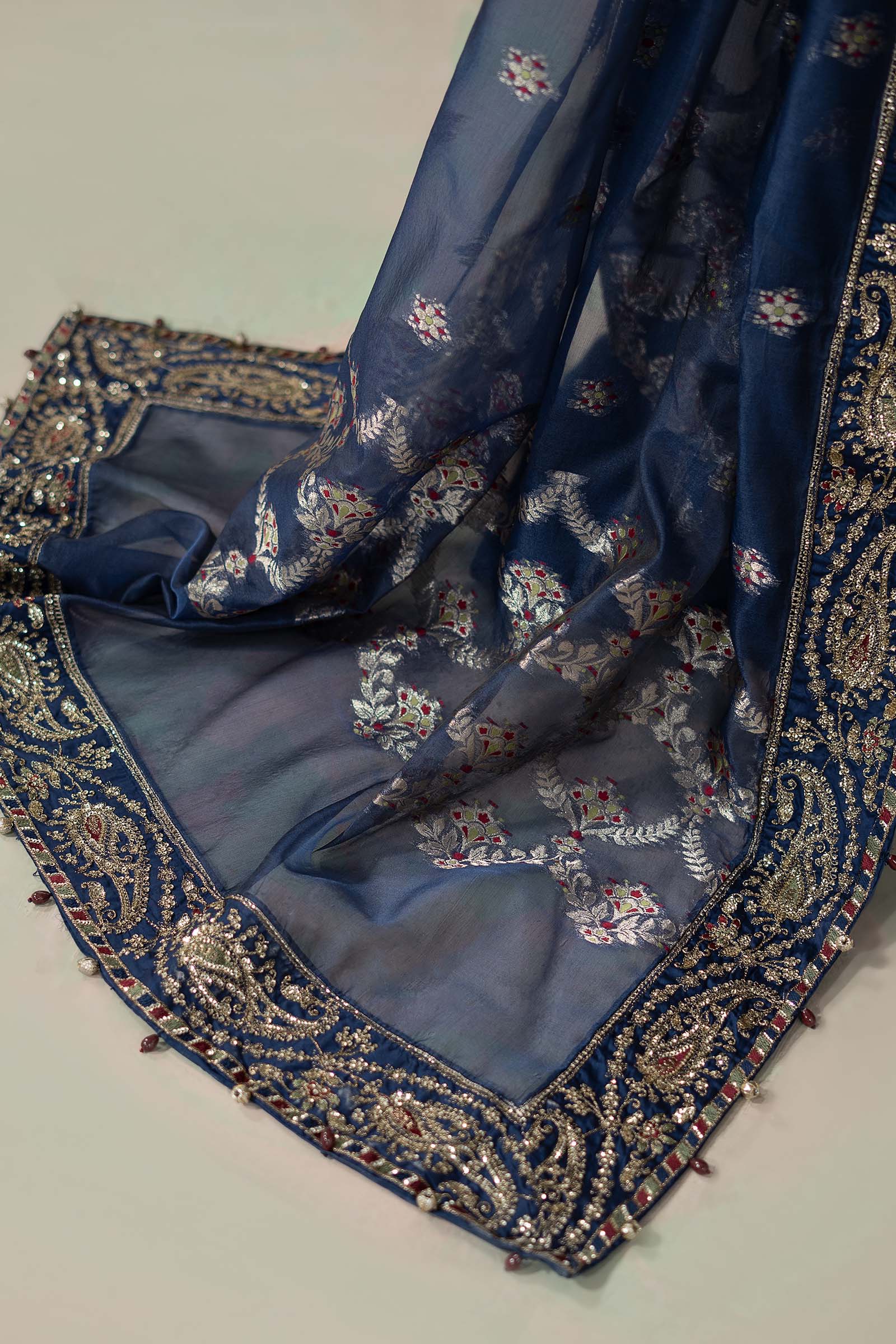 3 Piece Embroidered Cotton Satin Suit | CSS-804 - Image 5
