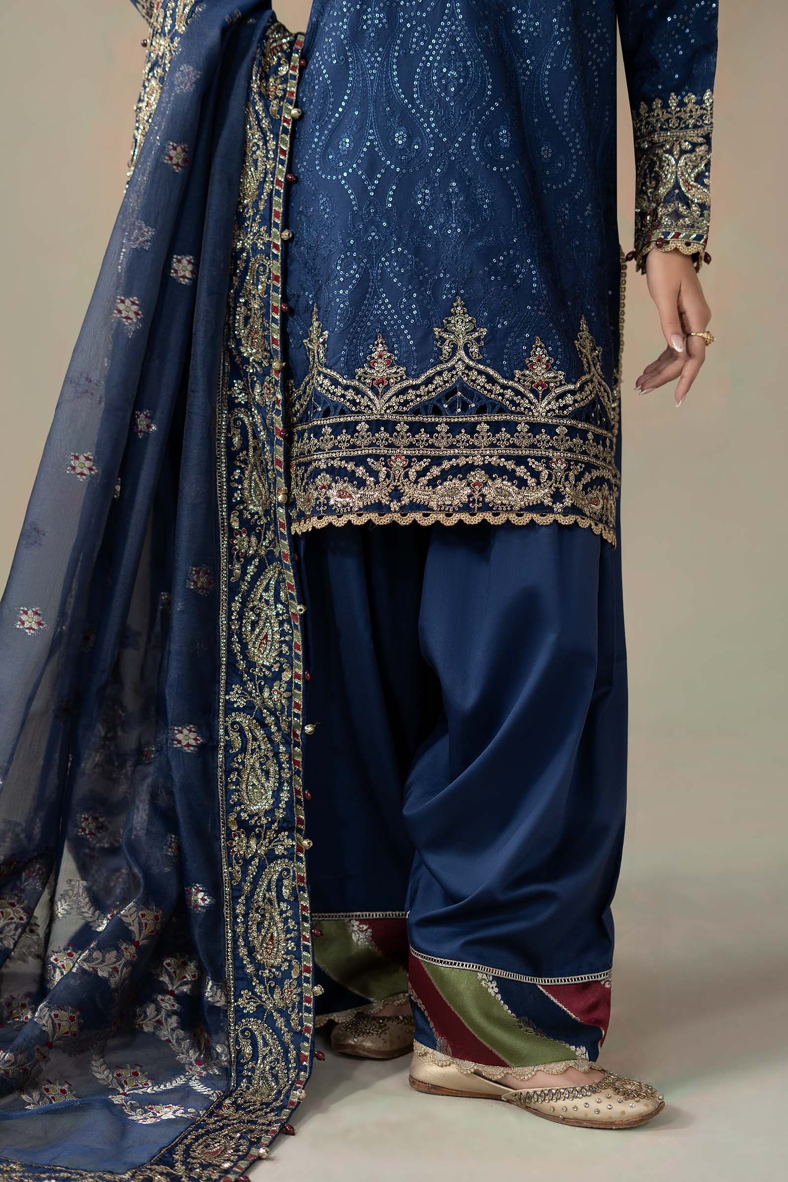 3 Piece Embroidered Cotton Satin Suit | CSS-804 - Image 6