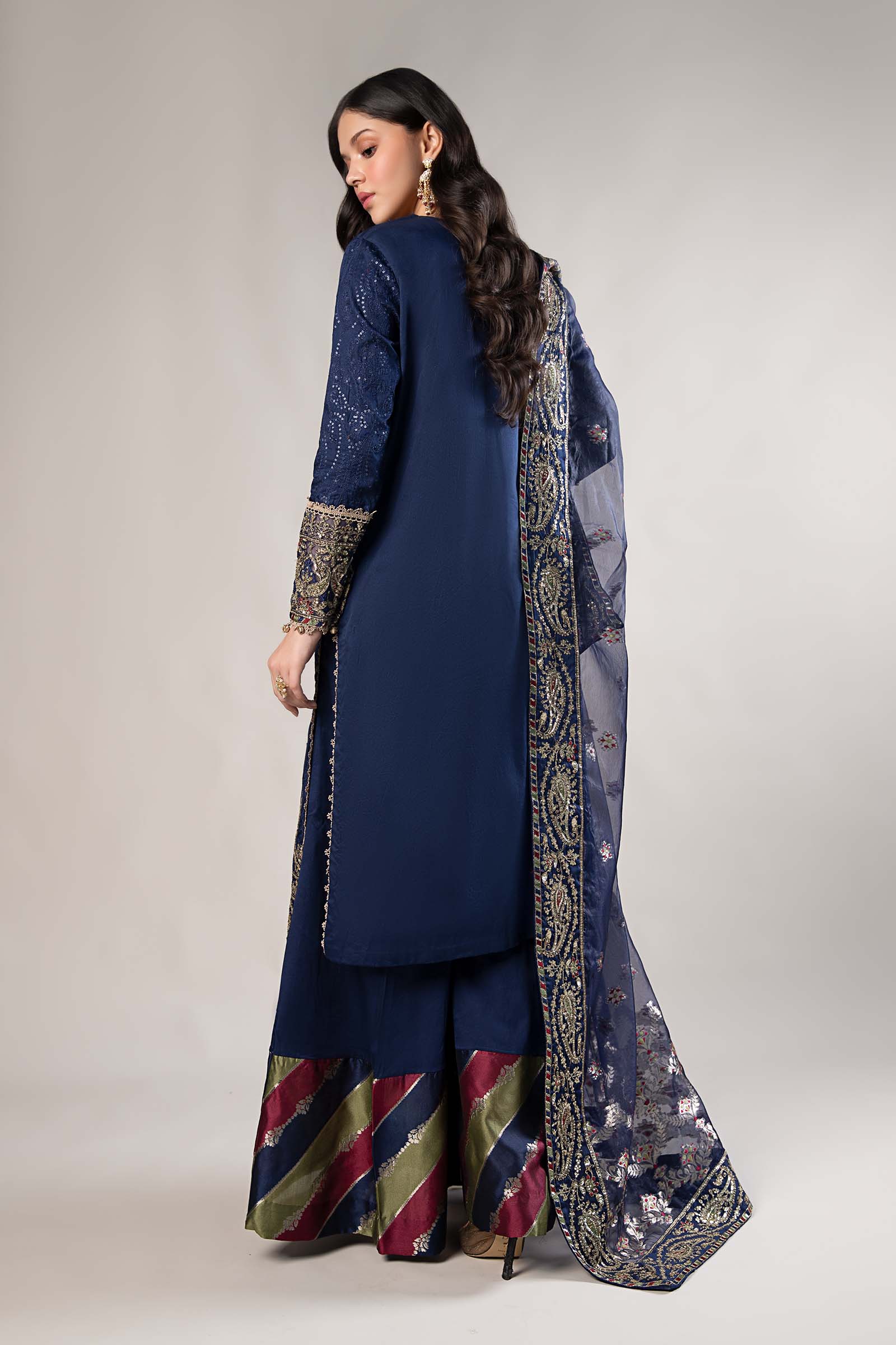 3 Piece Embroidered Cotton Satin Suit | CSS-804 - Image 7