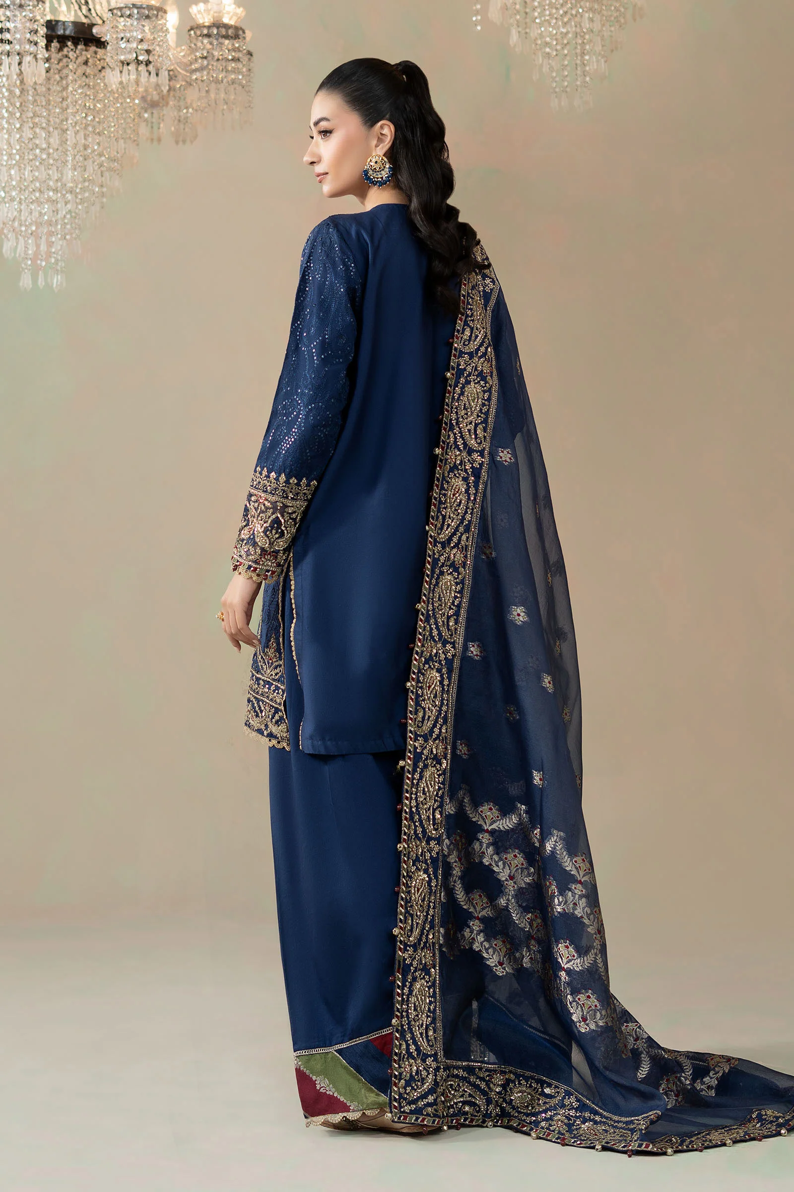 3 Piece Embroidered Cotton Satin Suit | CSS-804 - Image 8