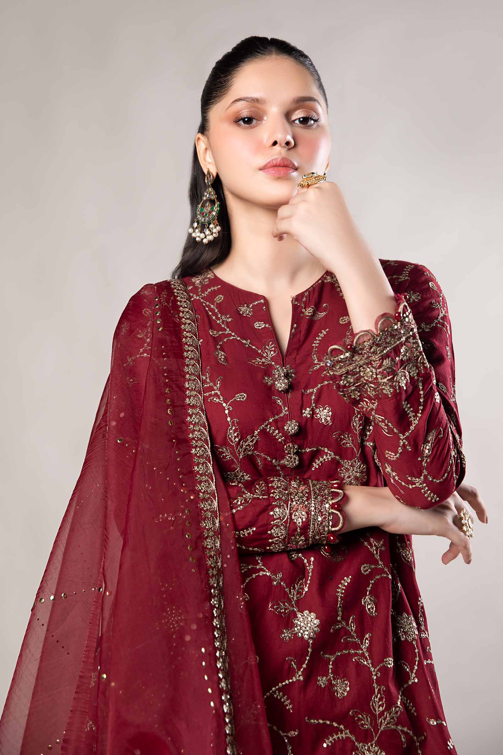 3 Piece Embroidered Cotton Satin Suit | CSS-807 - Image 2
