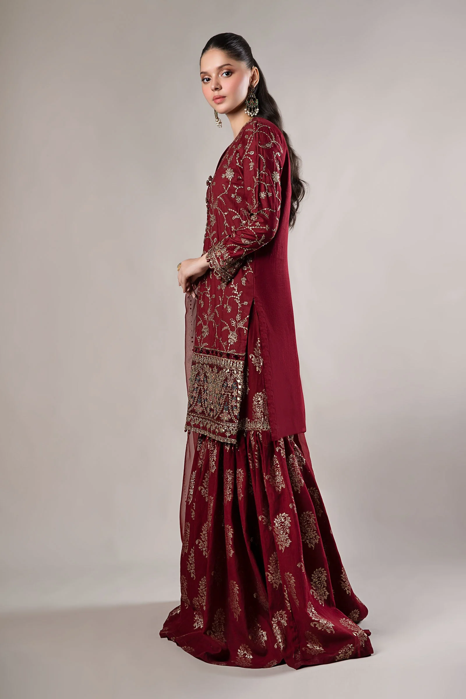 3 Piece Embroidered Cotton Satin Suit | CSS-807 - Image 3