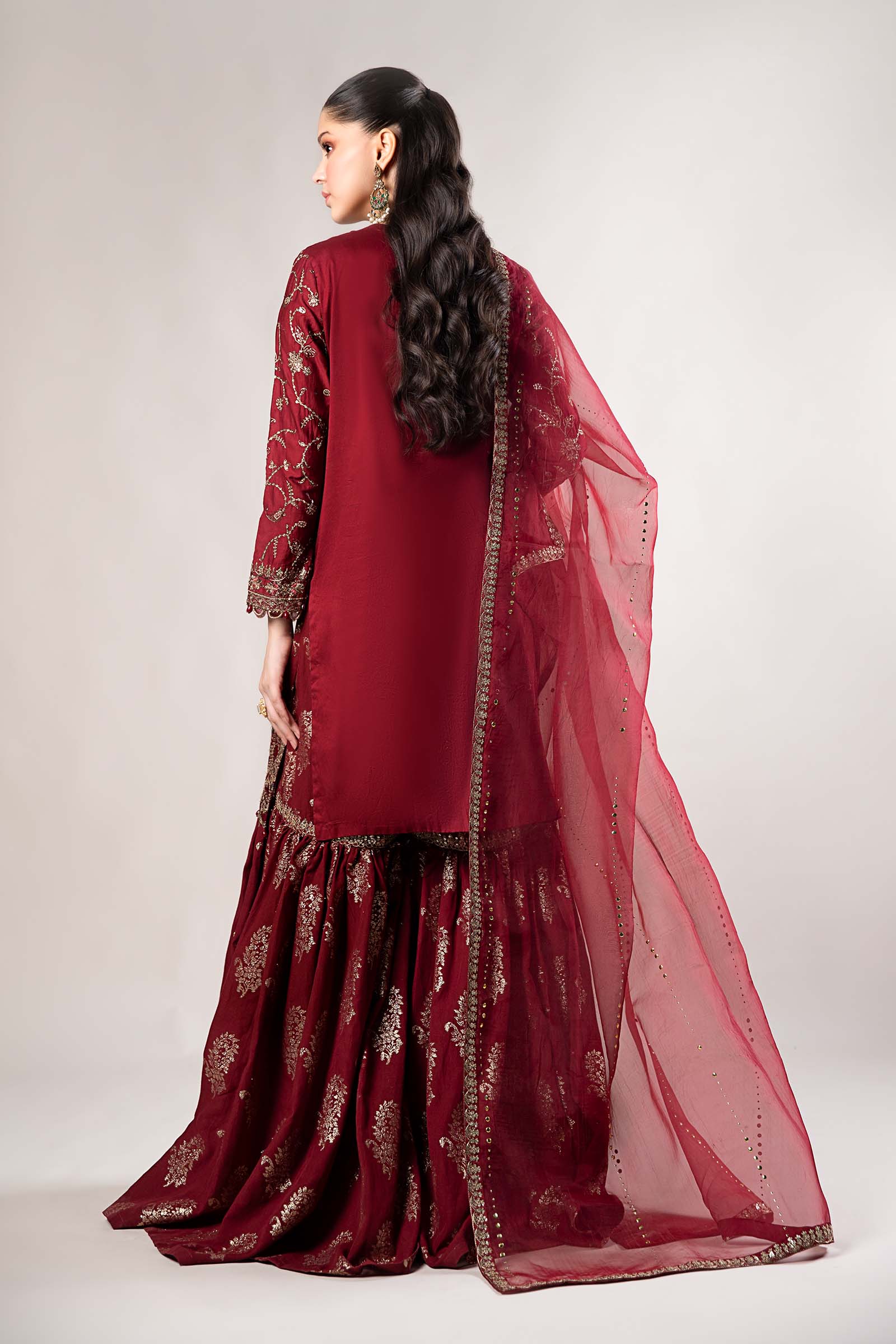 3 Piece Embroidered Cotton Satin Suit | CSS-807 - Image 5