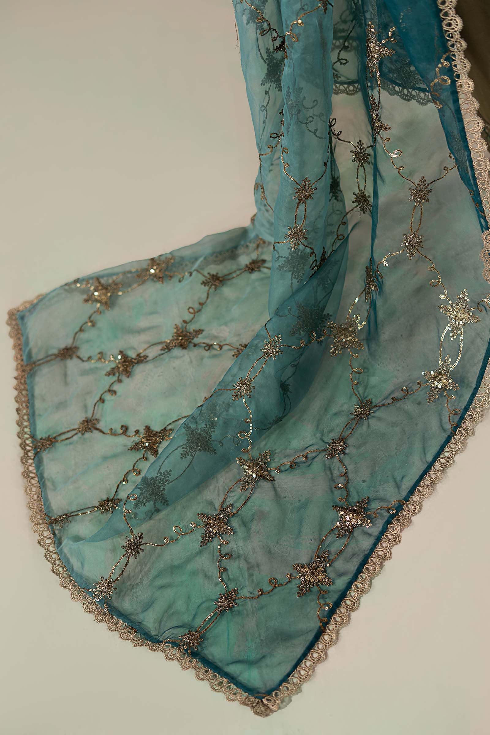 3 Piece Embroidered Cotton Satin Suit | CSS-808 - Image 5