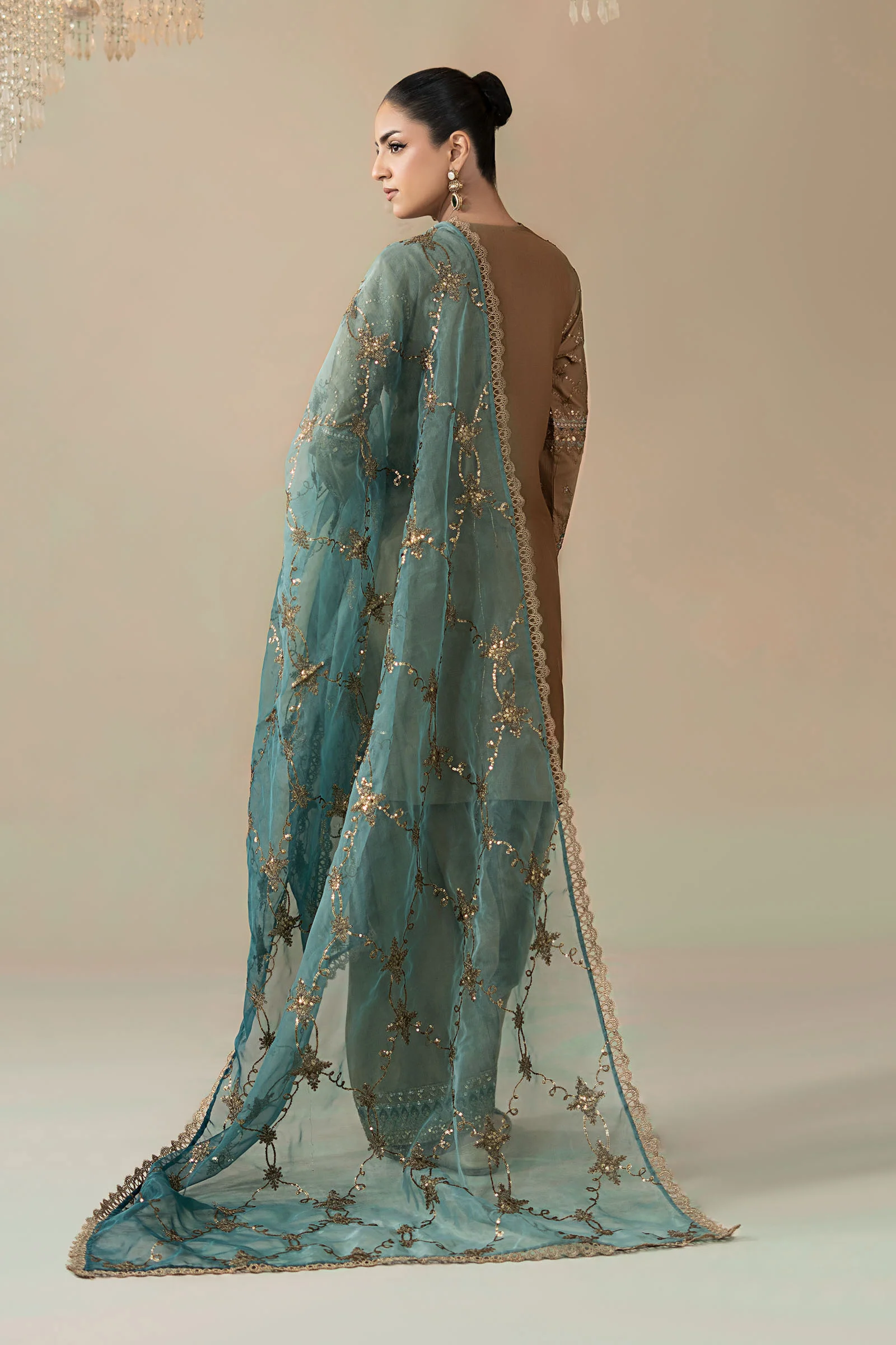 3 Piece Embroidered Cotton Satin Suit | CSS-808 - Image 8